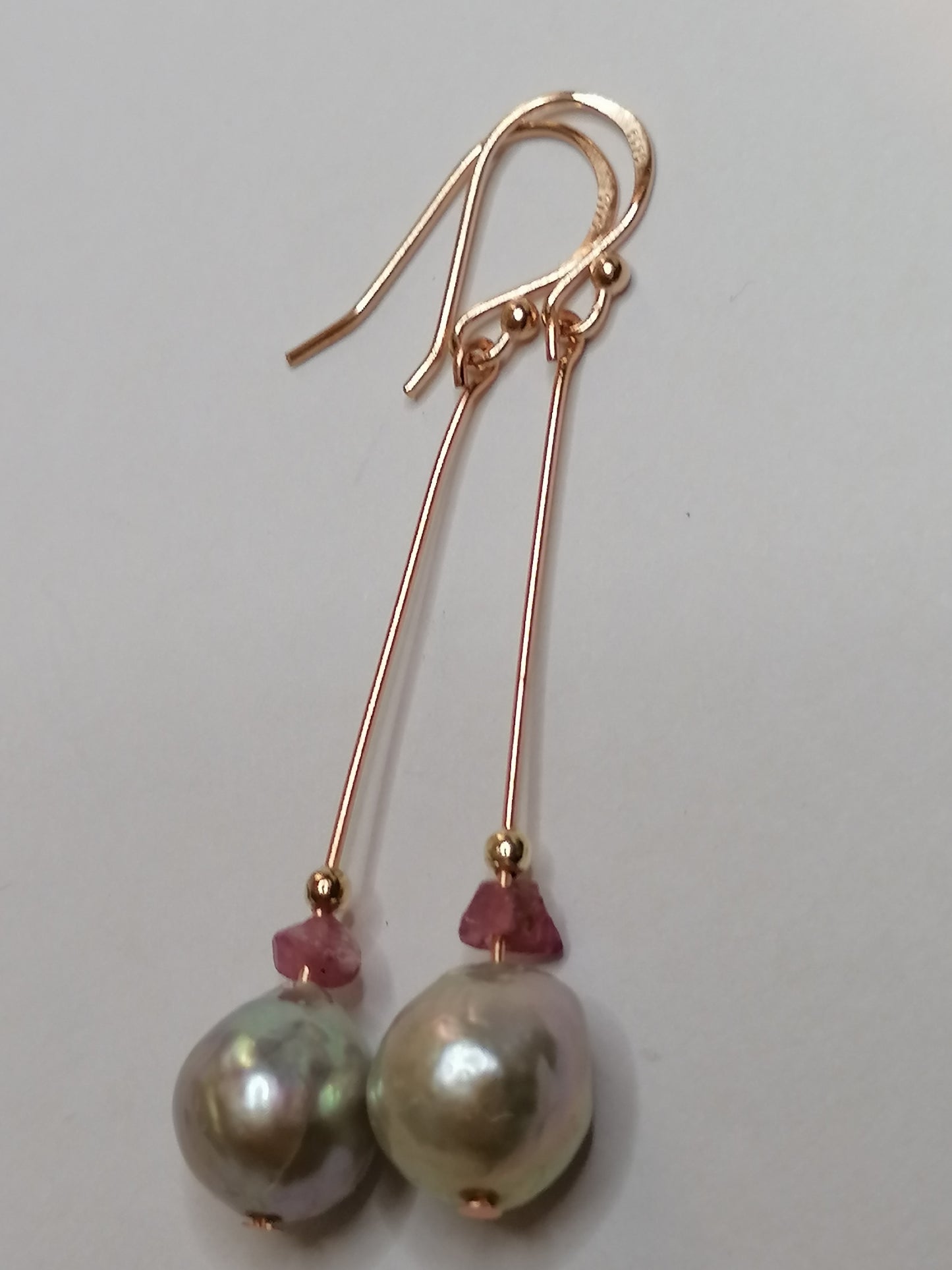 24ct Rose Gold Vermeil 925 Sterling silver Cultured Freshwater Ming Pearl Drop Earrings 905