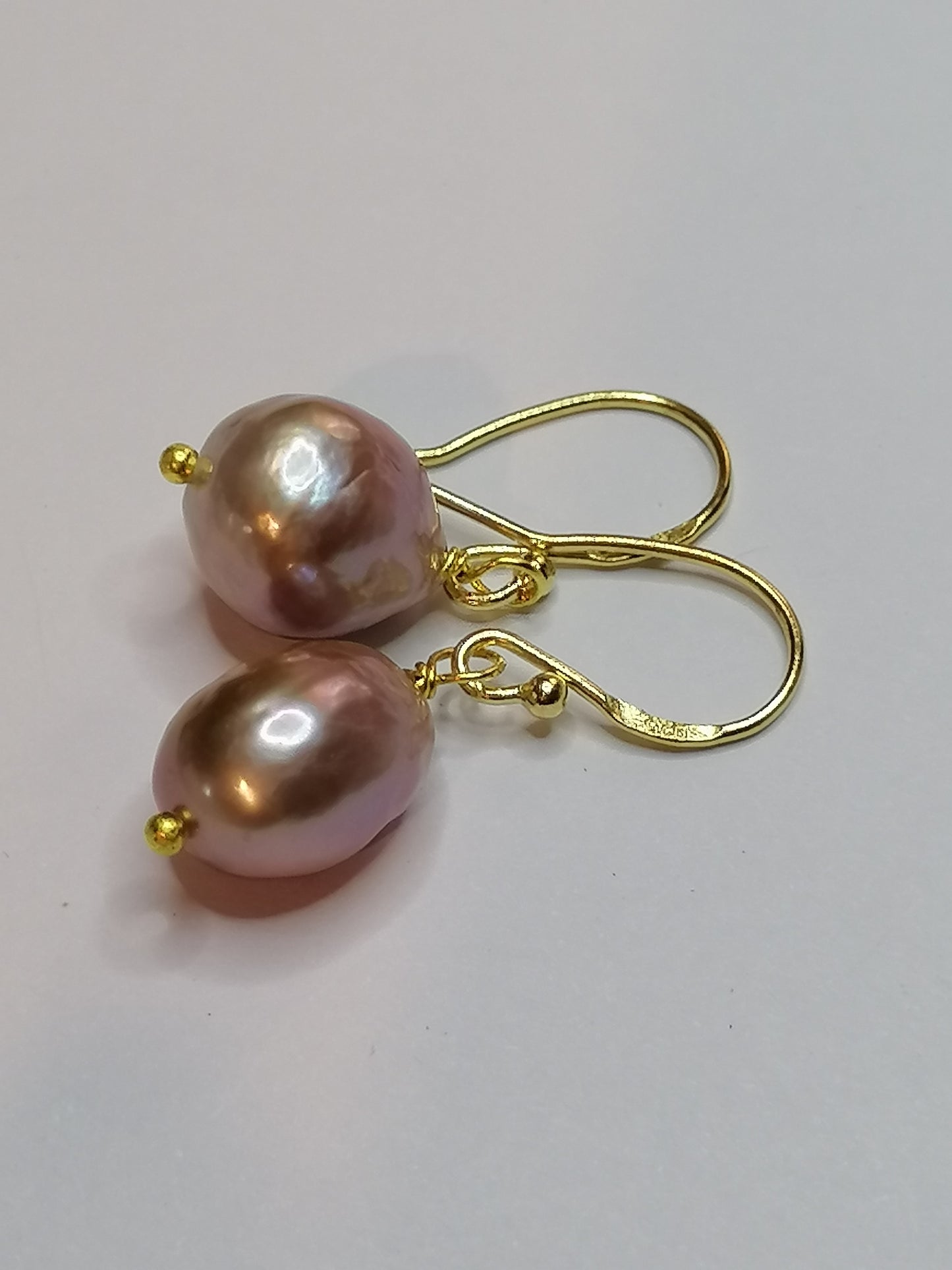 24ct Gold Vermeil 925 Sterling silver Cultured Freshwater Kasumi Pearl Earrings 503