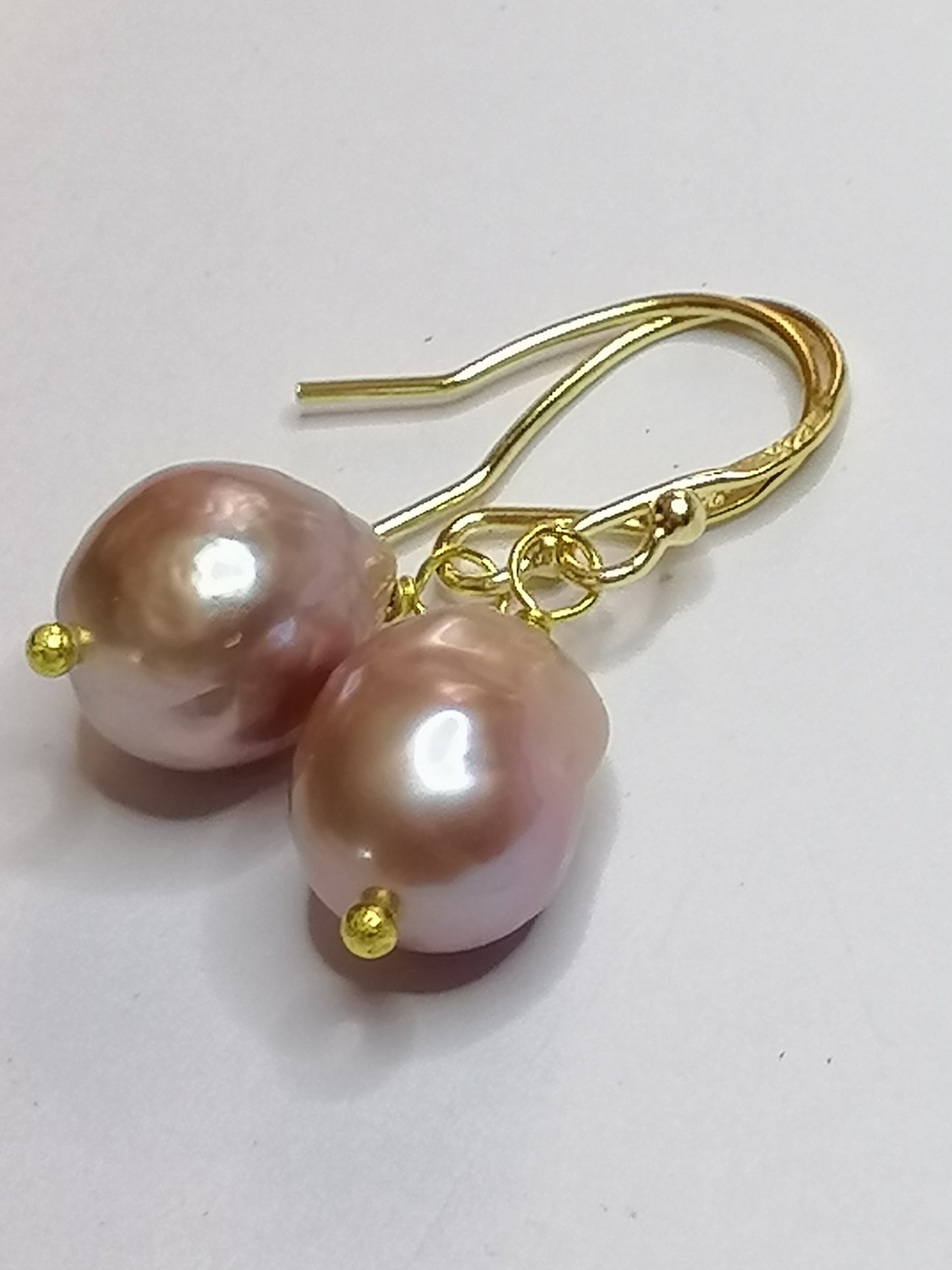 24ct Gold Vermeil 925 Sterling silver Cultured Freshwater Kasumi Pearl Earrings 503