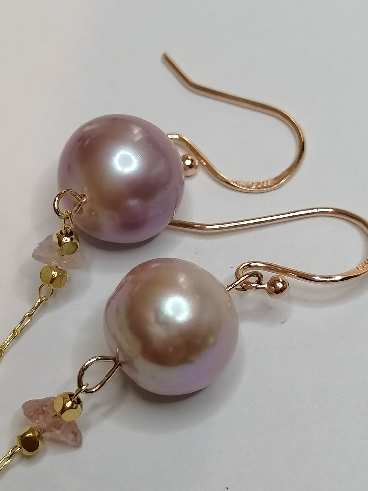 24ct Rose Gold Vermeil 925 Sterling silver Cultured Freshwater Edison Pearl Drop Earrings 951