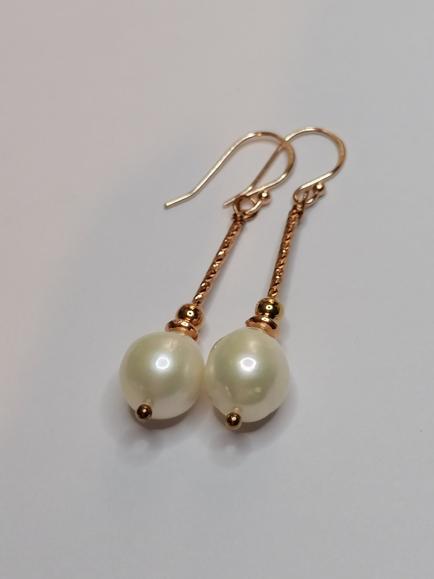 24ct Rose Gold Vermeil 925 Sterling silver Cultured Freshwater Pearl Drop Earrings 581