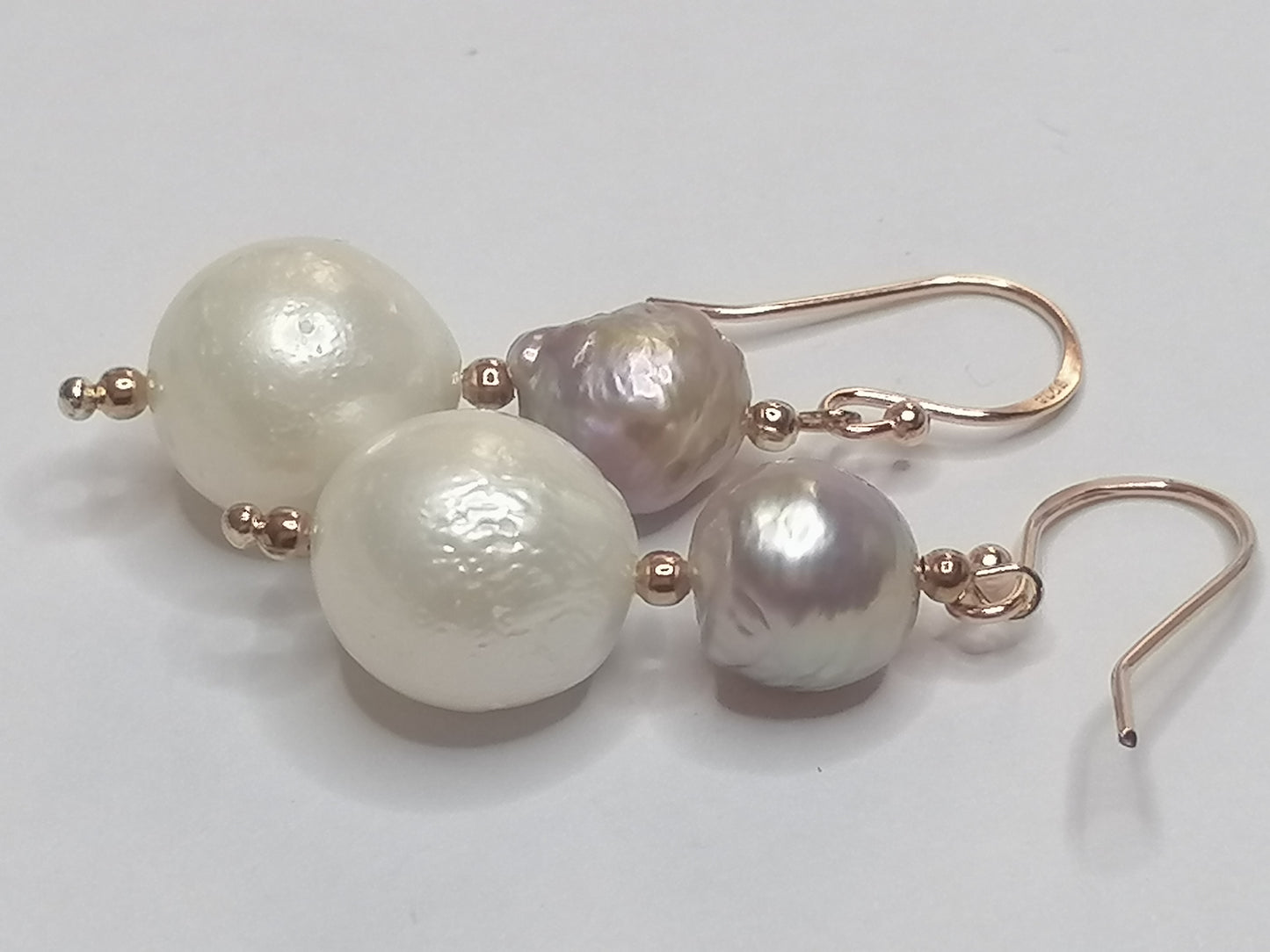 24ct Rose Gold Vermeil 925 Sterling silver Cultured Freshwater Kasumi Pearl Earrings 950