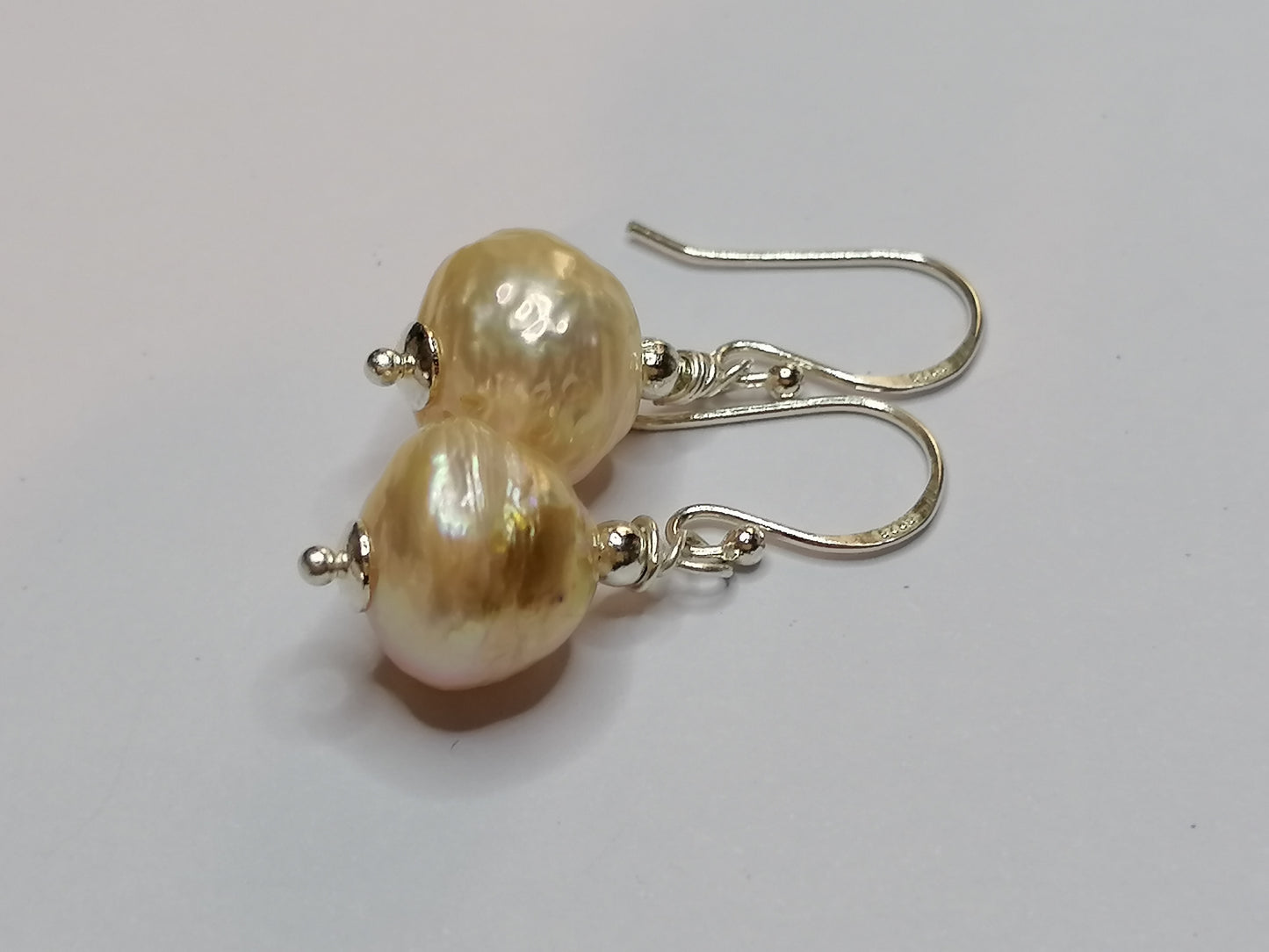 925 Sterling Silver Cultured Freshwater Kasumi Pearl Drop Earrings 942