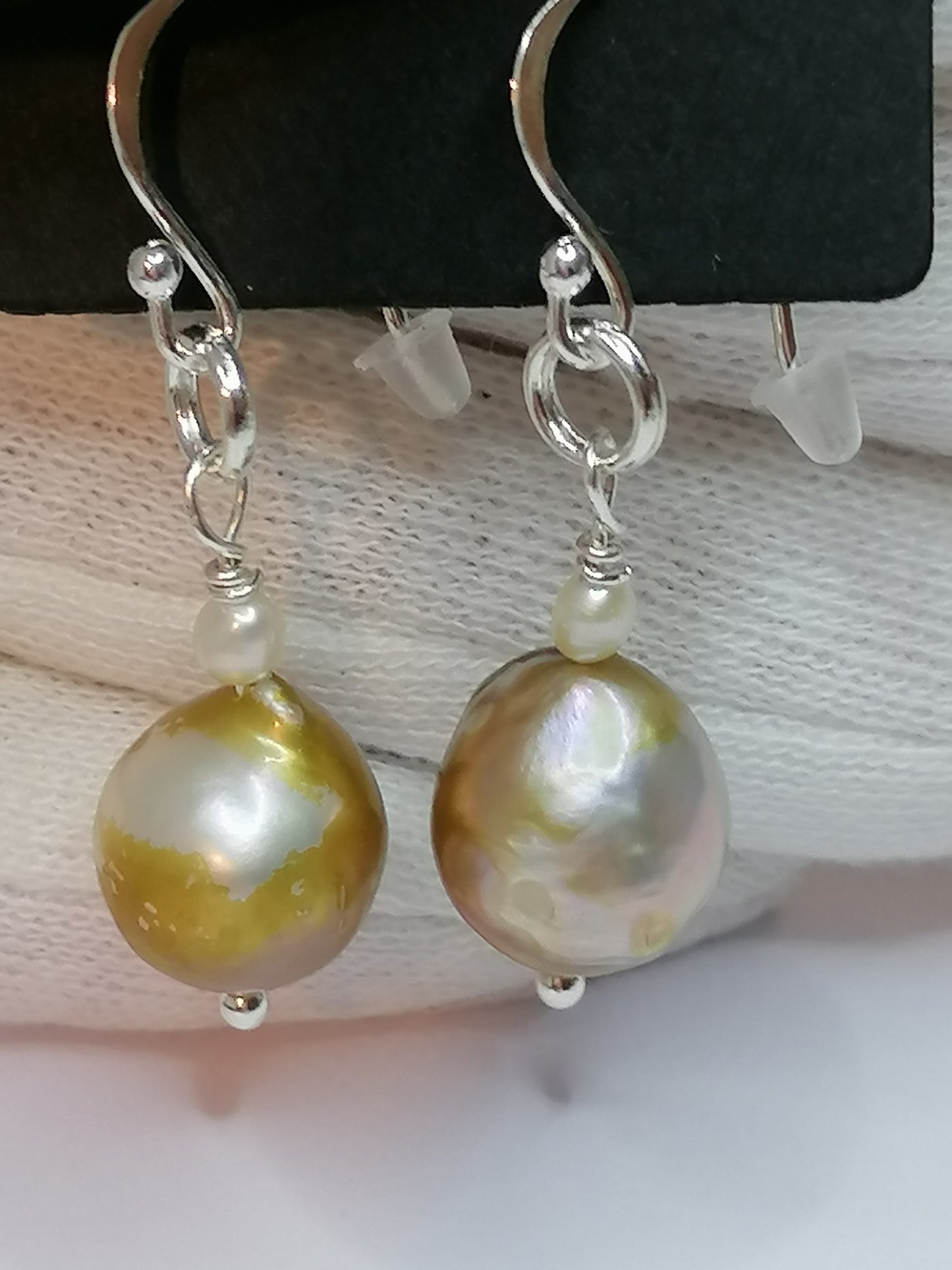 925 Sterling Silver Cultured Kasumi Pearl Drop Earrings Handmade 938