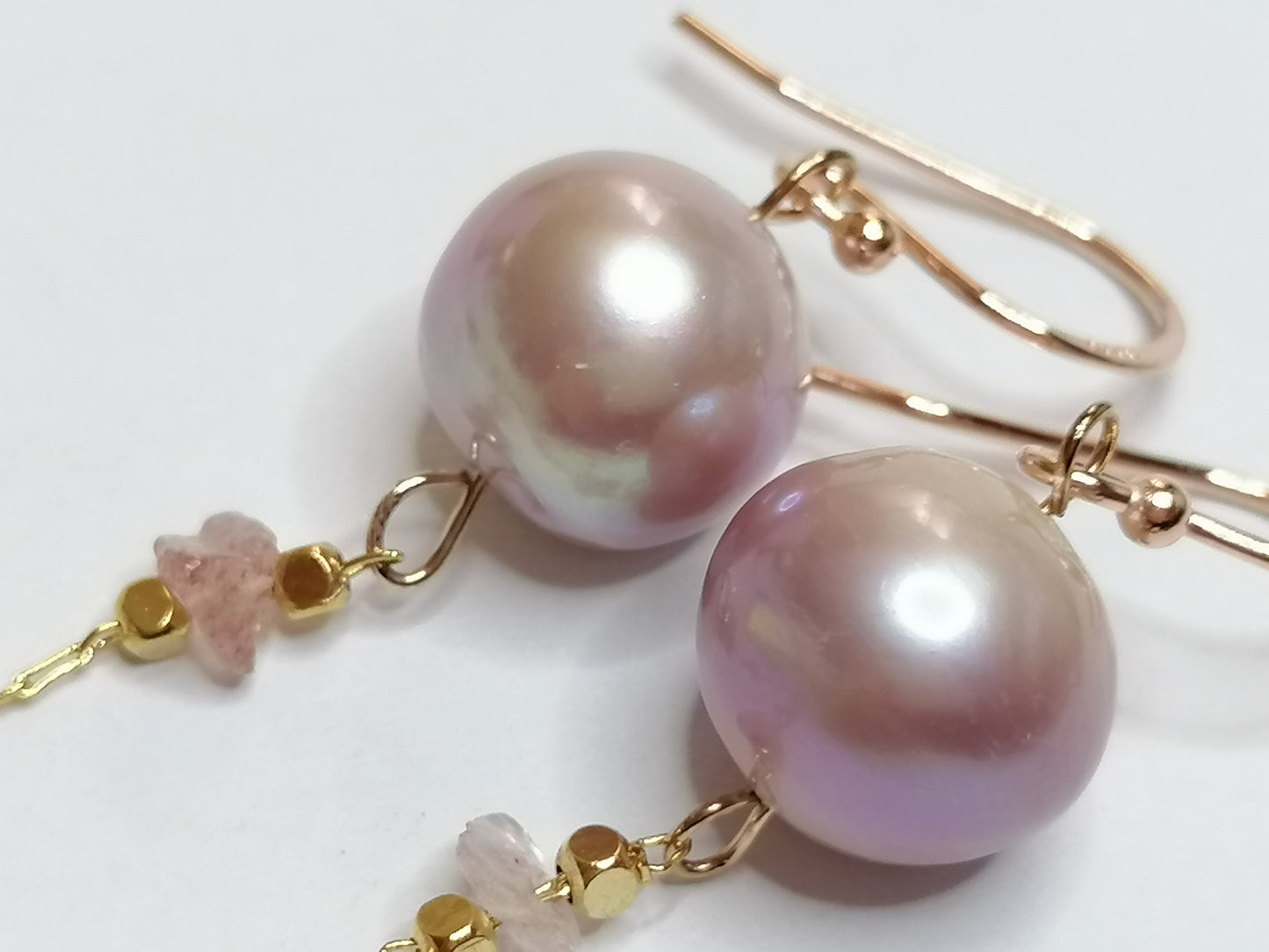 24ct Rose Gold Vermeil 925 Sterling silver Cultured Freshwater Edison Pearl Drop Earrings 951