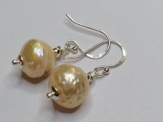 925 Sterling Silver Cultured Freshwater Kasumi Pearl Drop Earrings 942