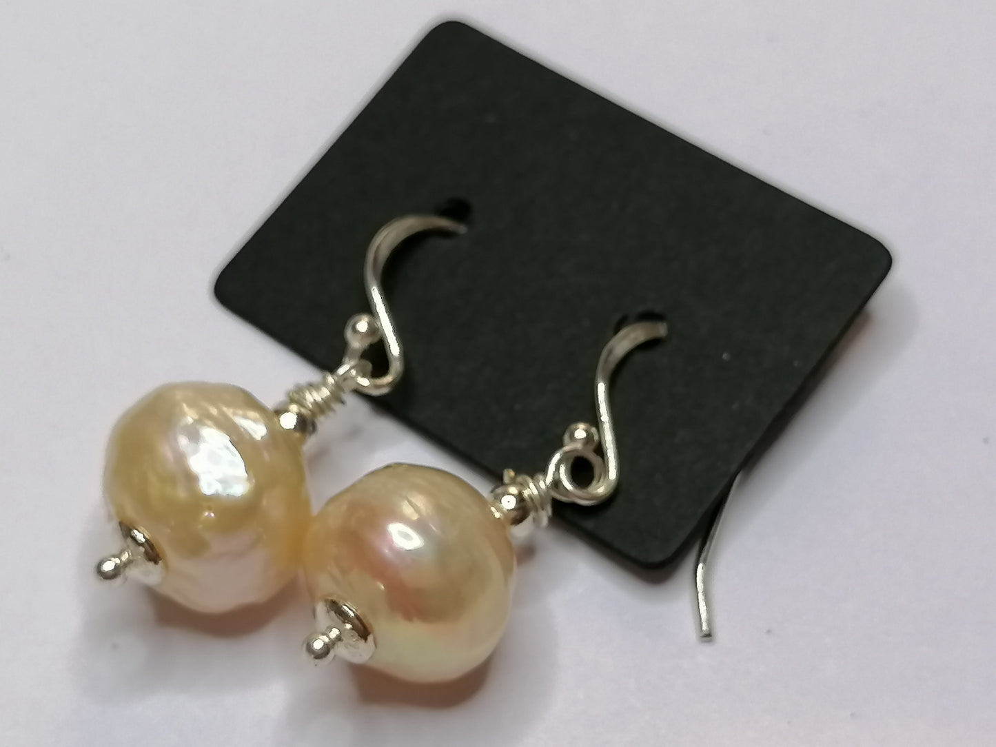 925 Sterling Silver Cultured Freshwater Kasumi Pearl Drop Earrings 942