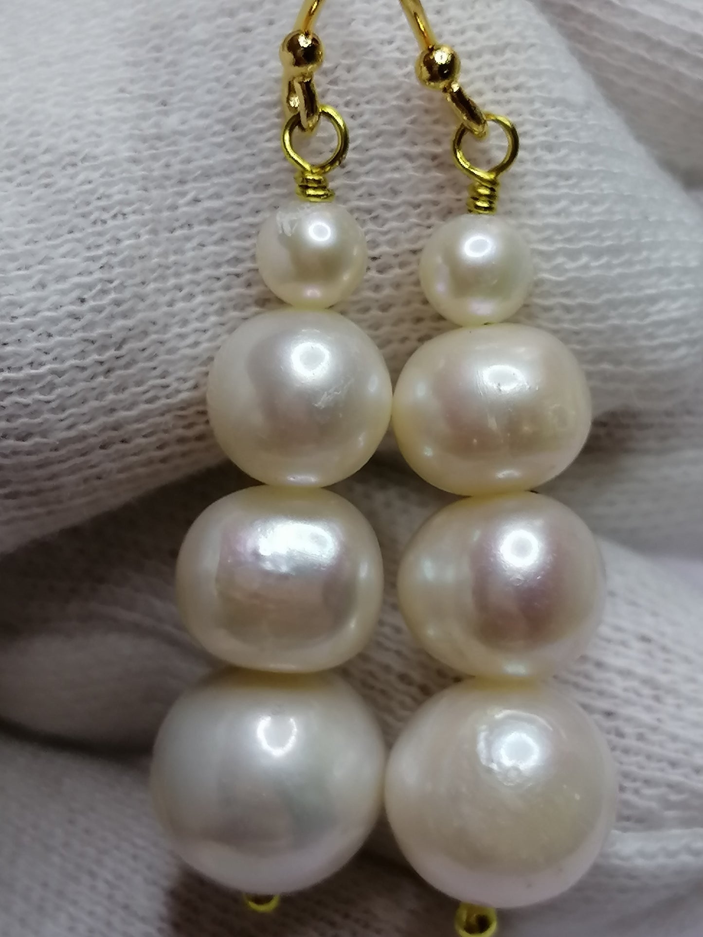 24ct Gold Vermeil 925 Sterling silver Cultured Freshwater Pearl Earrings Graduated 498