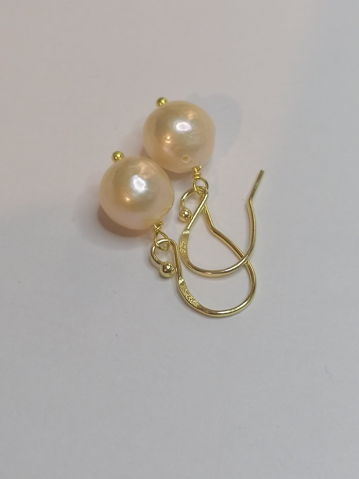 24ct Gold Vermeil 925 Sterling silver Cultured Freshwater Kasumi Pearl Earrings 464