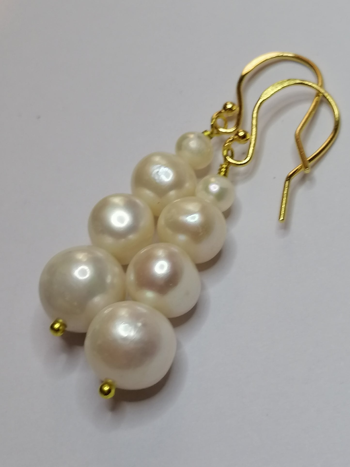 24ct Gold Vermeil 925 Sterling silver Cultured Freshwater Pearl Earrings Graduated 498