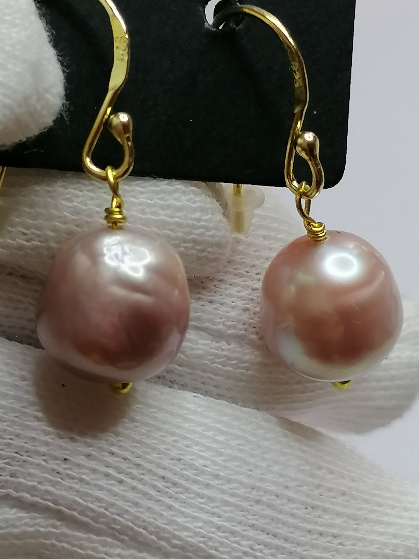 24ct Gold Vermeil 925 Sterling silver Cultured Freshwater Kasumi Pearl Earrings 487