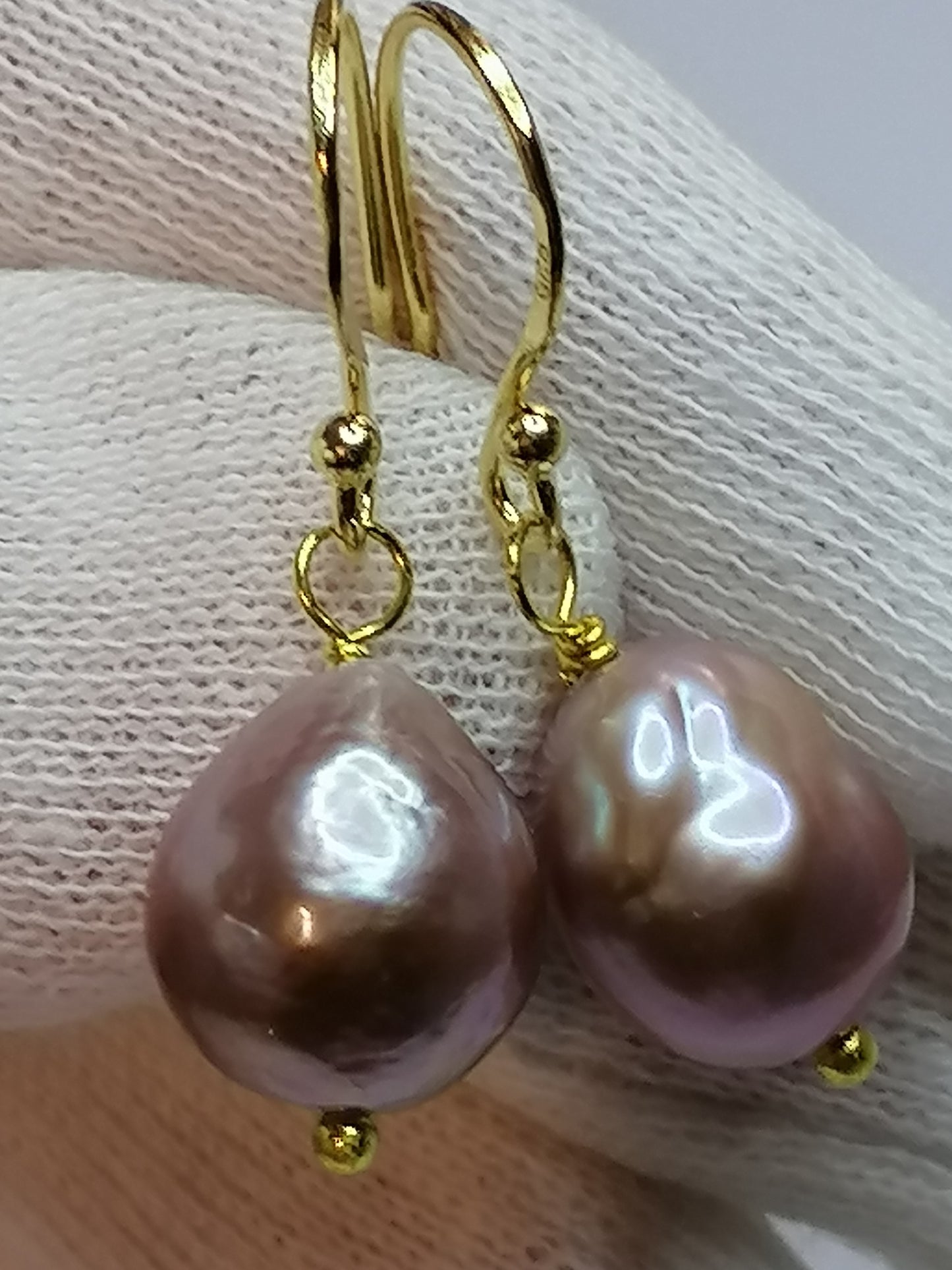 24ct Gold Vermeil 925 Sterling silver Cultured Freshwater Kasumi Pearl Earrings 503