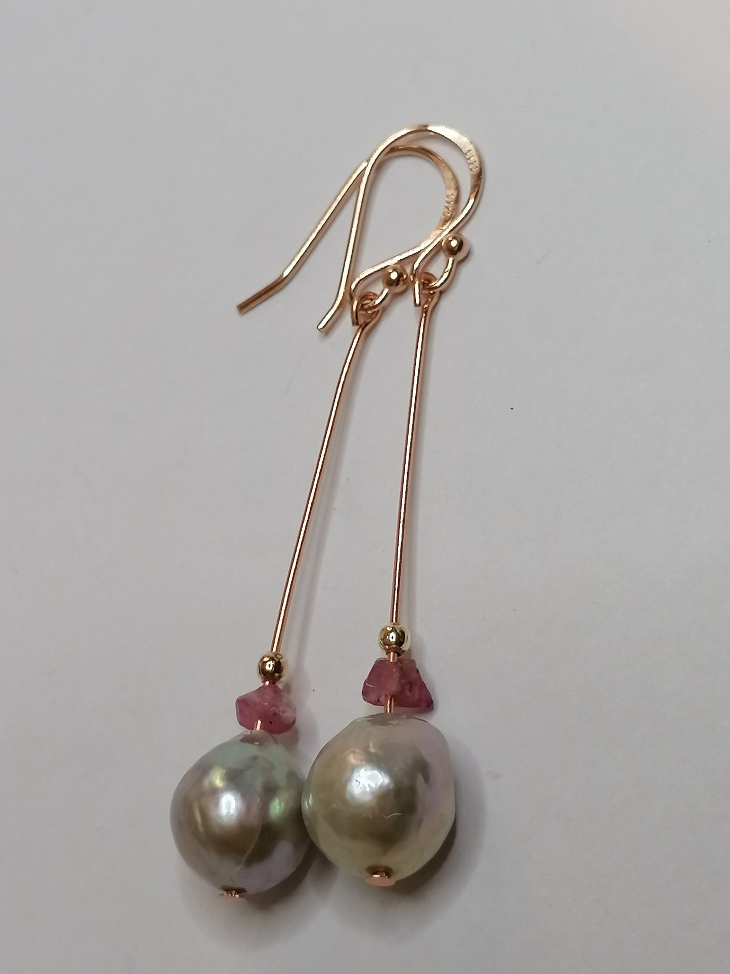 24ct Rose Gold Vermeil 925 Sterling silver Cultured Freshwater Ming Pearl Drop Earrings 905