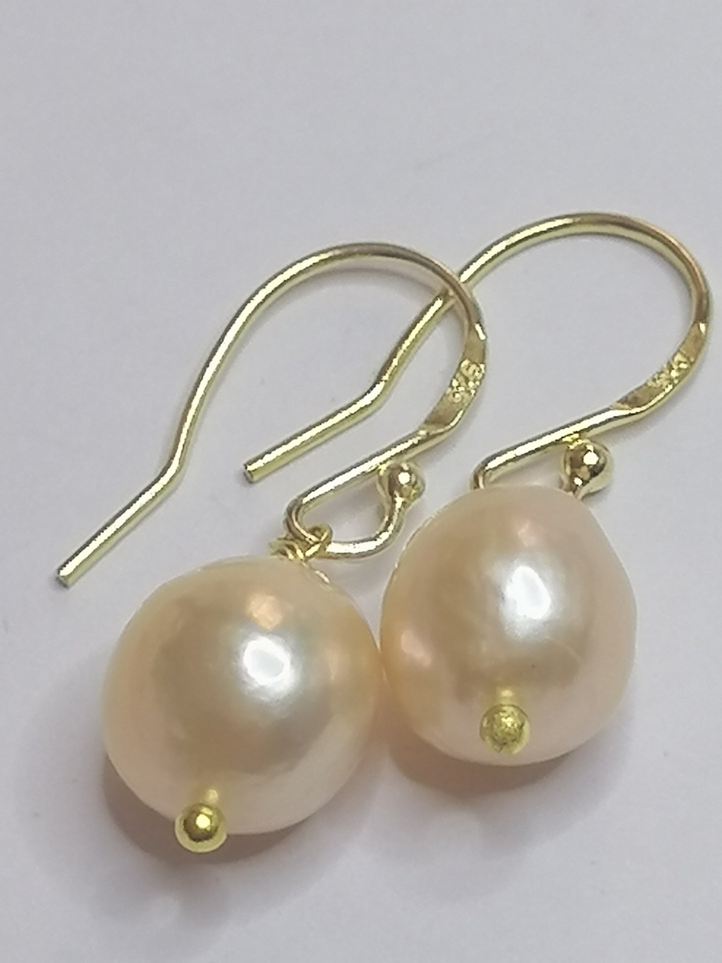 24ct Gold Vermeil 925 Sterling silver Cultured Freshwater Kasumi Pearl Earrings 464