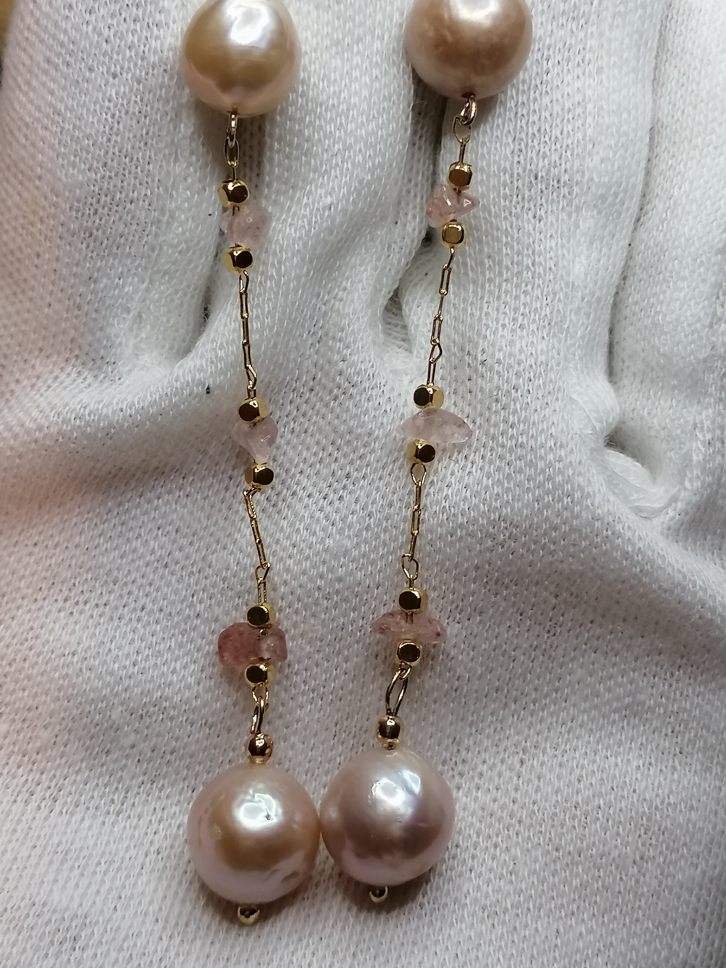 24ct Rose Gold Vermeil 925 Sterling silver Cultured Freshwater Kasumi Pearl Drop Earrings 962