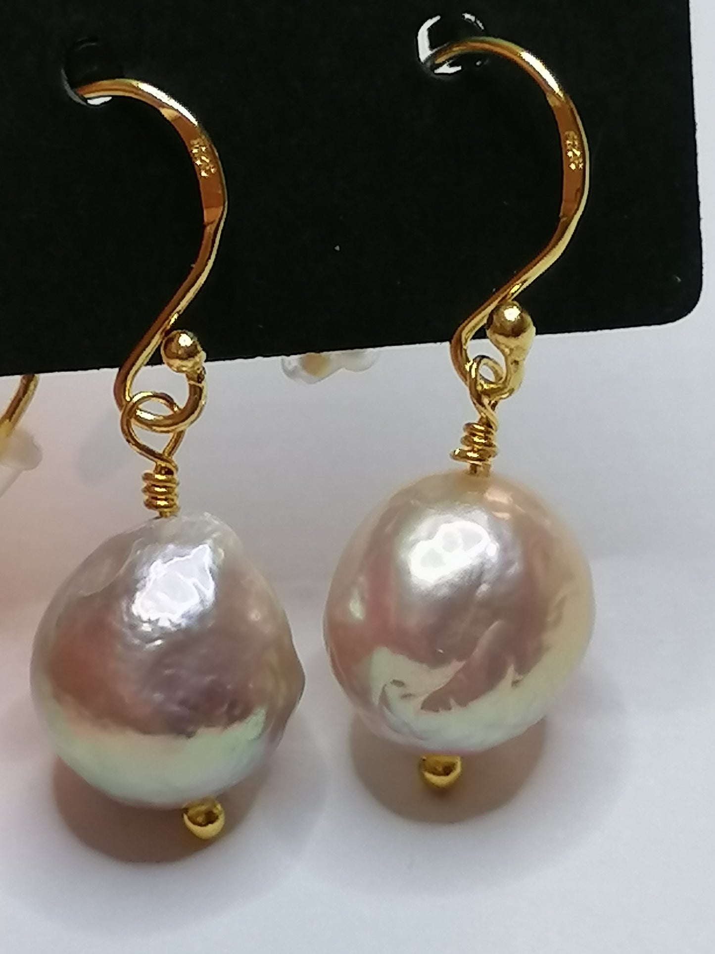 24ct Gold Vermeil 925 Sterling silver Cultured Freshwater Kasumi Pearl Earrings 893