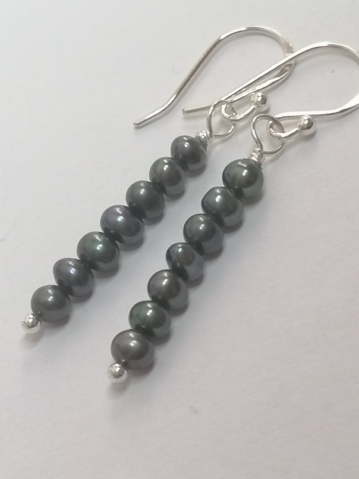 925 Sterling Silver Cultured Black Freshwater Pearl Earrings 811