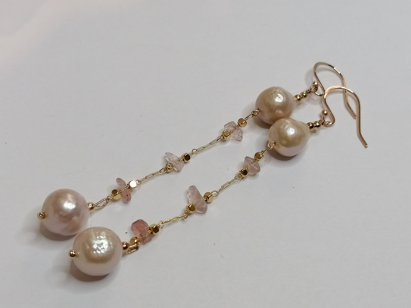 24ct Rose Gold Vermeil 925 Sterling silver Cultured Freshwater Kasumi Pearl Drop Earrings 962