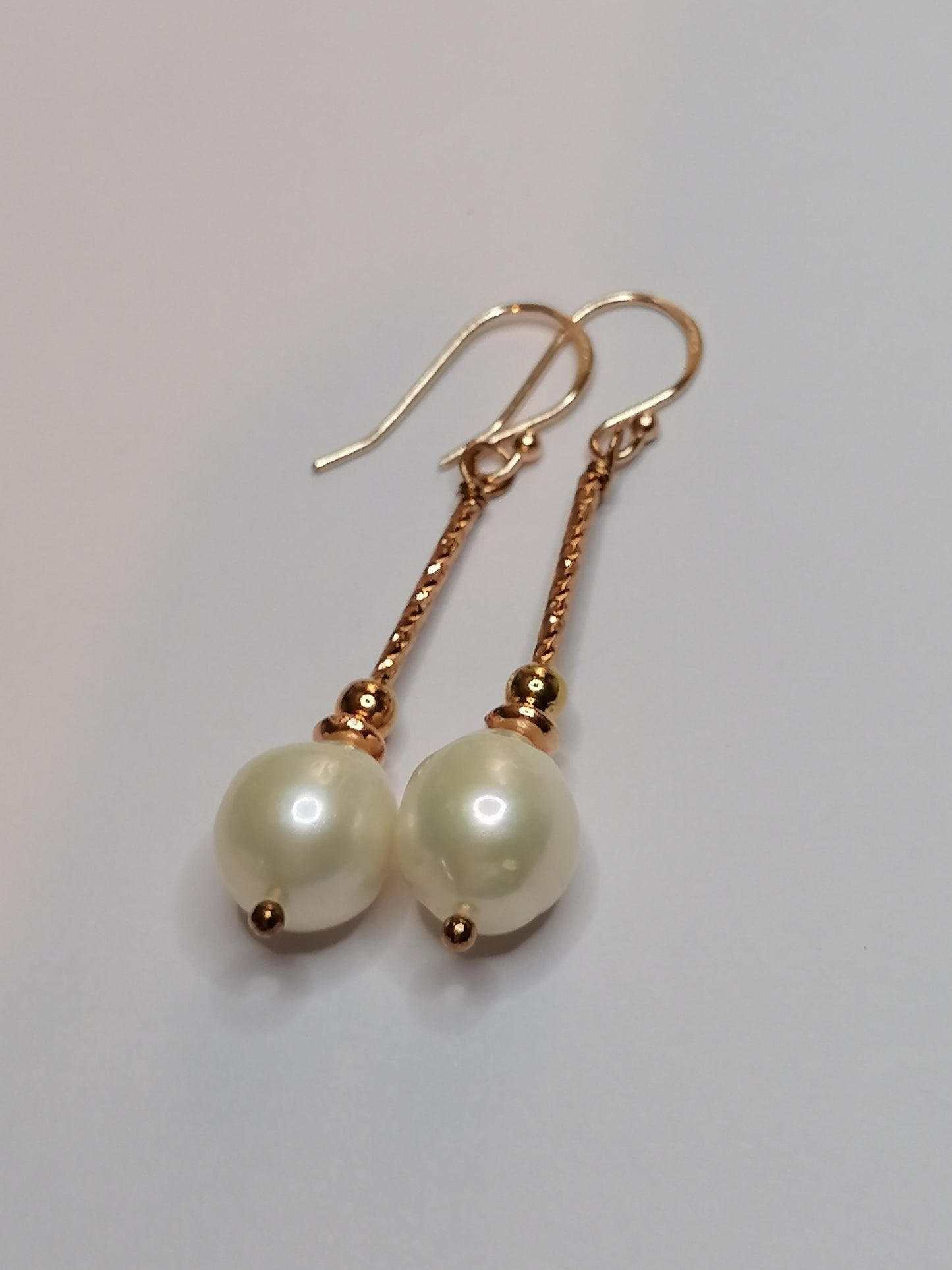 24ct Rose Gold Vermeil 925 Sterling silver Cultured Freshwater Pearl Drop Earrings 581