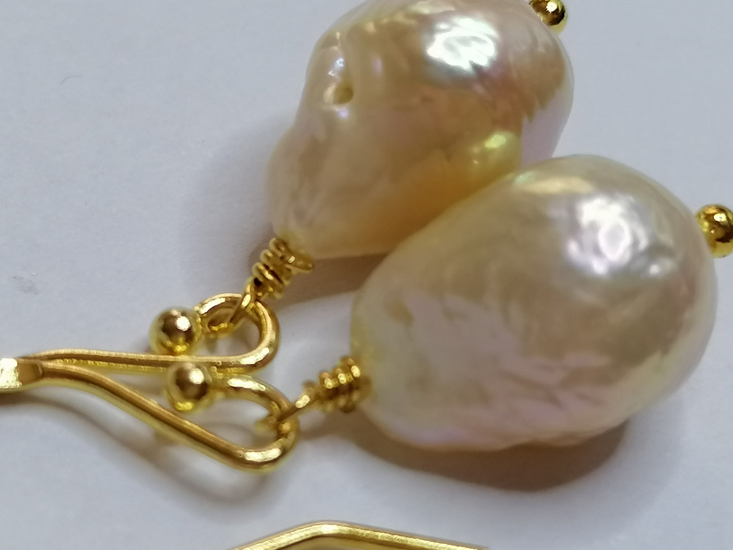 24ct Gold Vermeil 925 Sterling silver Cultured Freshwater Kasumi Pearl Earrings 902