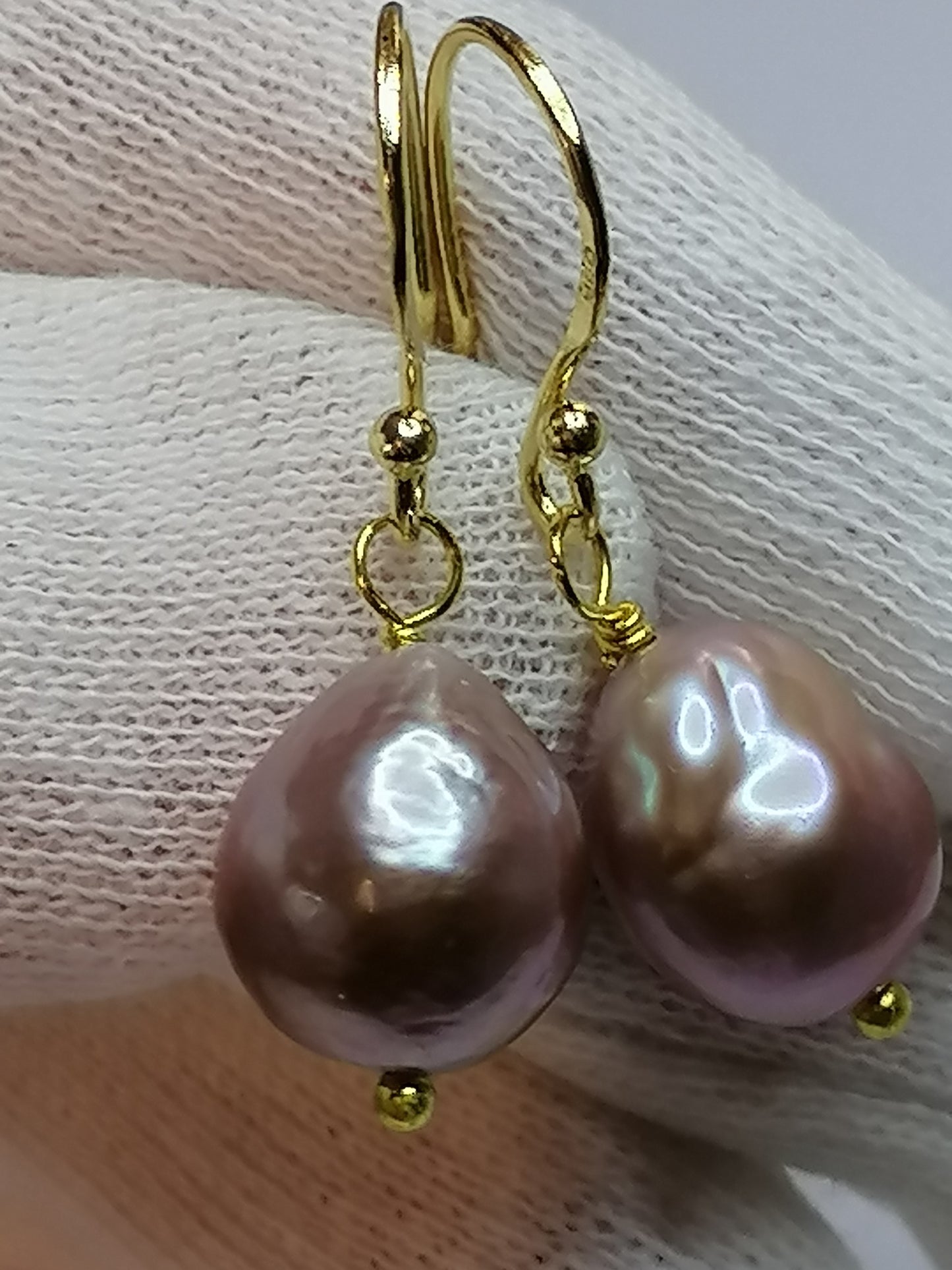 24ct Gold Vermeil 925 Sterling silver Cultured Freshwater Kasumi Pearl Earrings 503