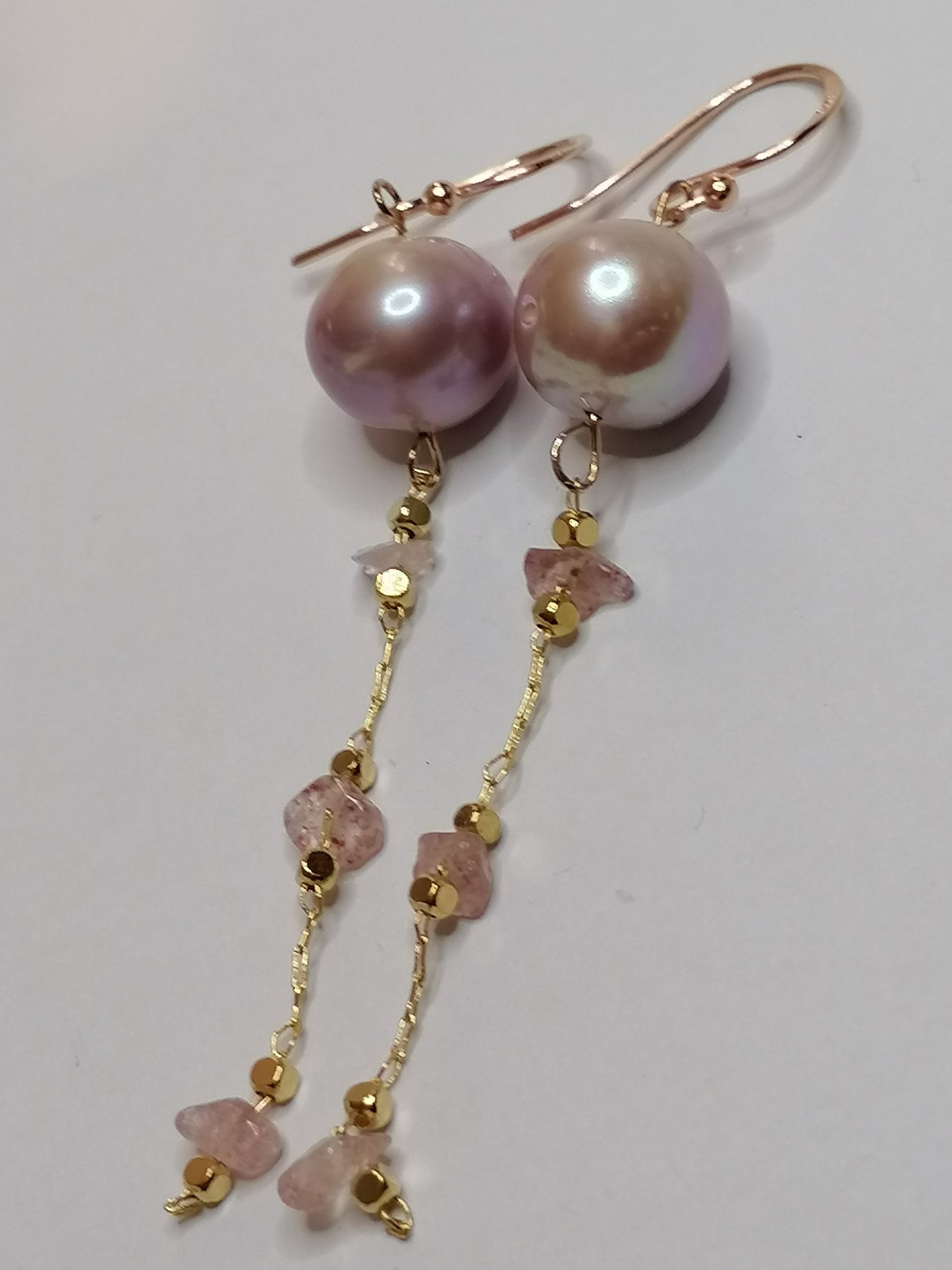 24ct Rose Gold Vermeil 925 Sterling silver Cultured Freshwater Edison Pearl Drop Earrings 951