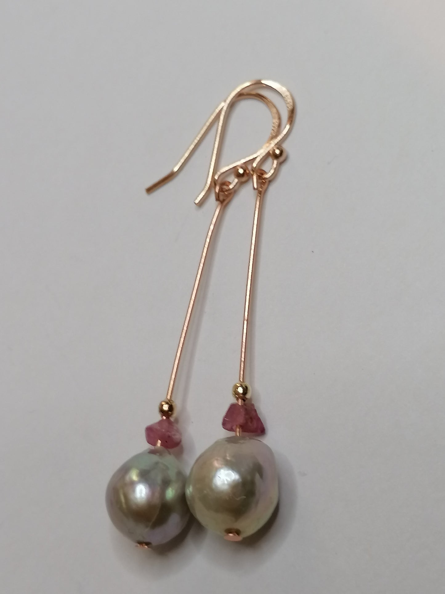 24ct Rose Gold Vermeil 925 Sterling silver Cultured Freshwater Ming Pearl Drop Earrings 905