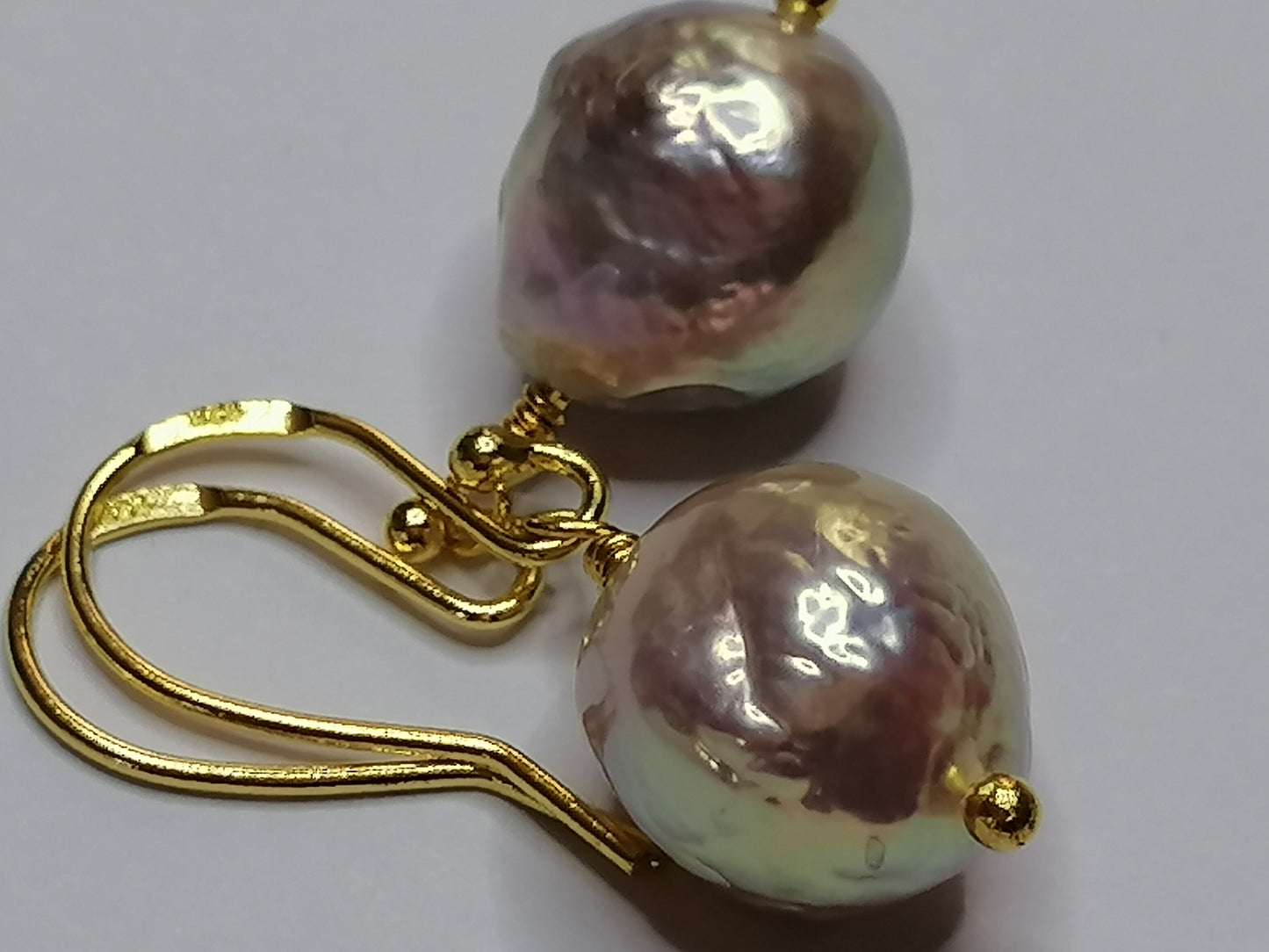 24ct Gold Vermeil 925 Sterling silver Cultured Freshwater Kasumi Pearl Earrings 893