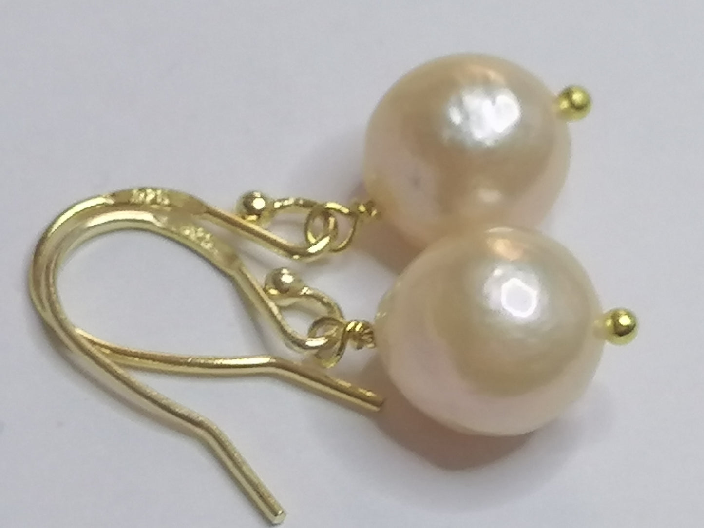 24ct Gold Vermeil 925 Sterling silver Cultured Freshwater Kasumi Pearl Earrings 464