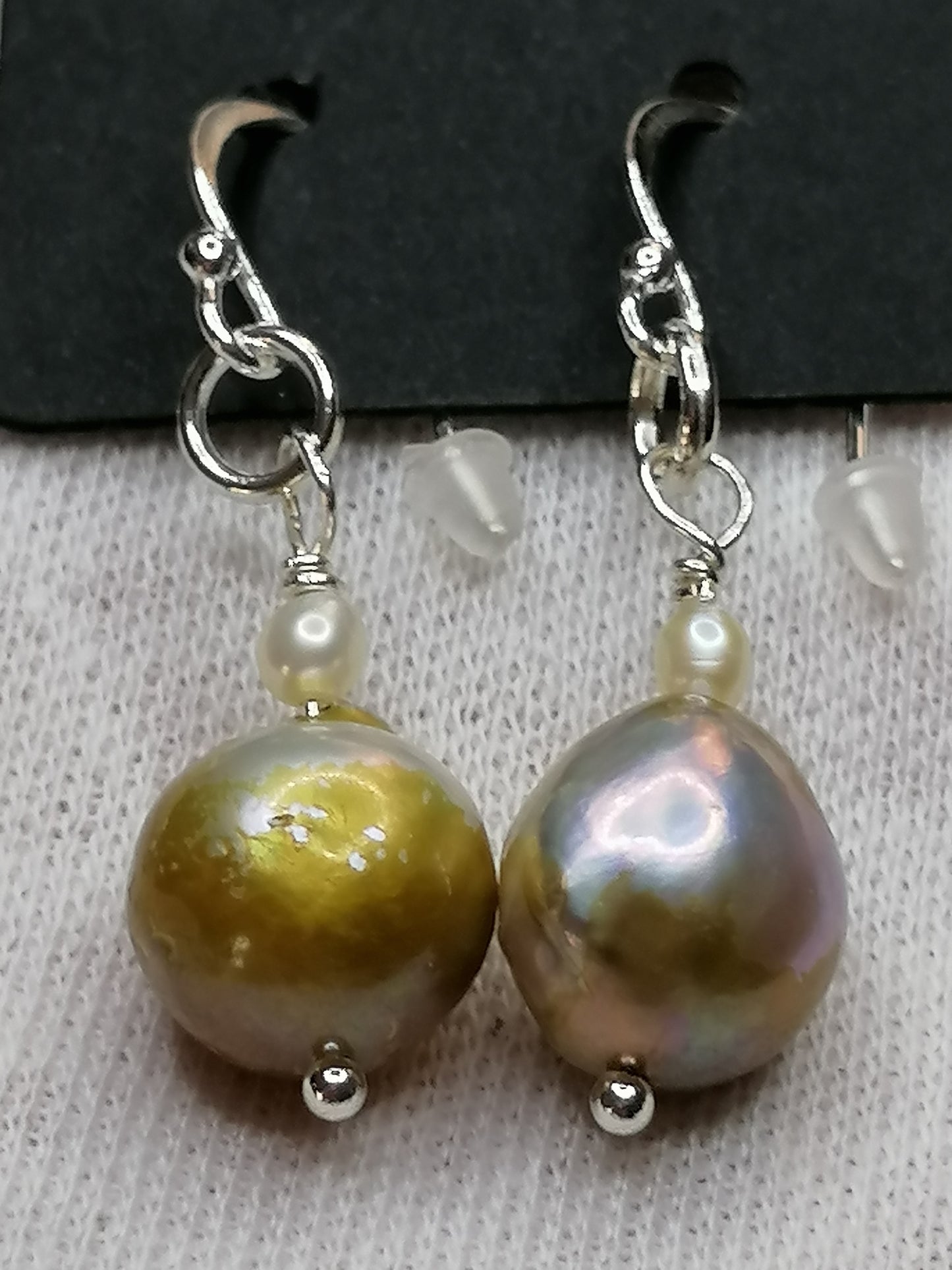 925 Sterling Silver Cultured Kasumi Pearl Drop Earrings Handmade 938