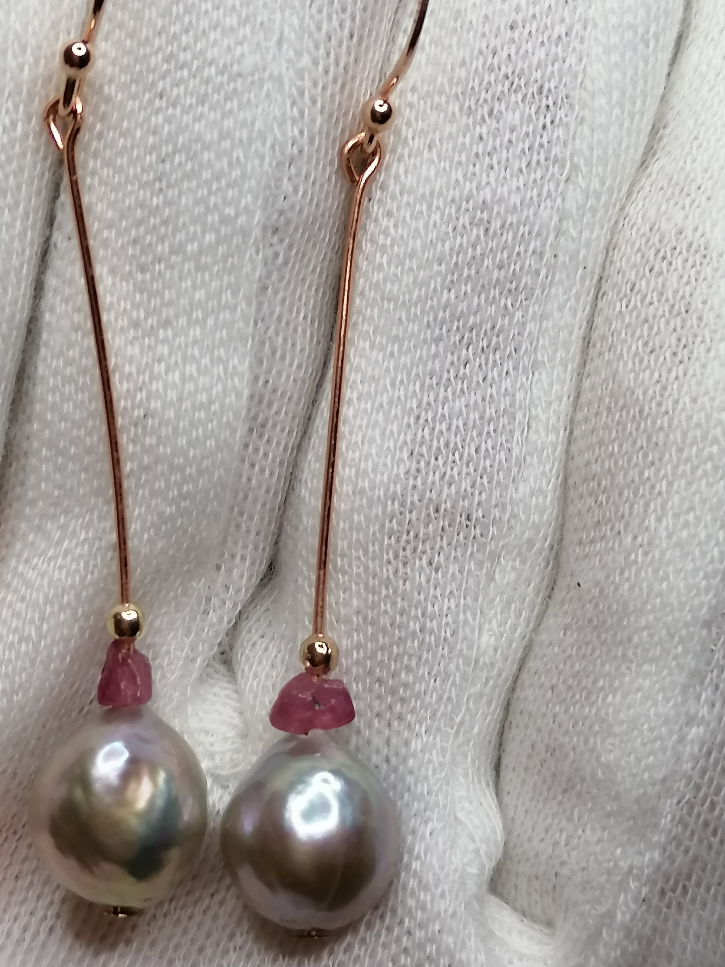 24ct Rose Gold Vermeil 925 Sterling silver Cultured Freshwater Ming Pearl Drop Earrings 905