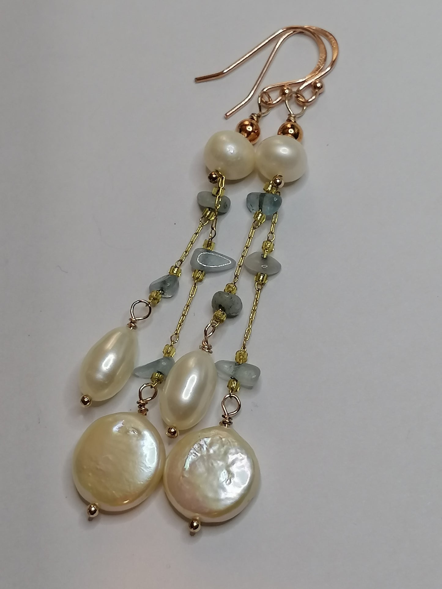 24ct Rose Gold Vermeil 925 Sterling silver Cultured Freshwater Pearl Drop Earrings 603