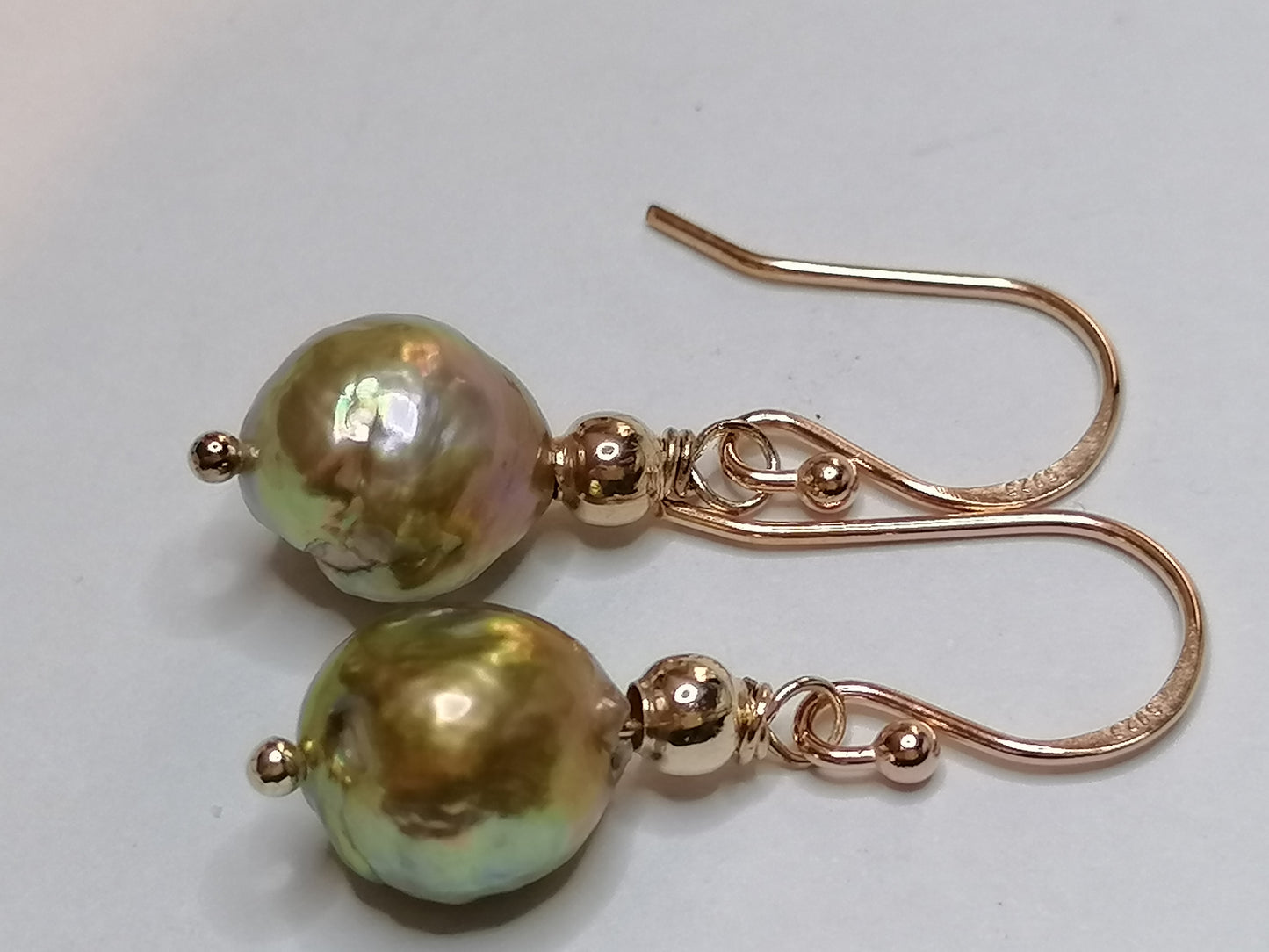 24ct Rose Gold Vermeil 925 Sterling silver Cultured Freshwater Kasumi Pearl Earrings 860