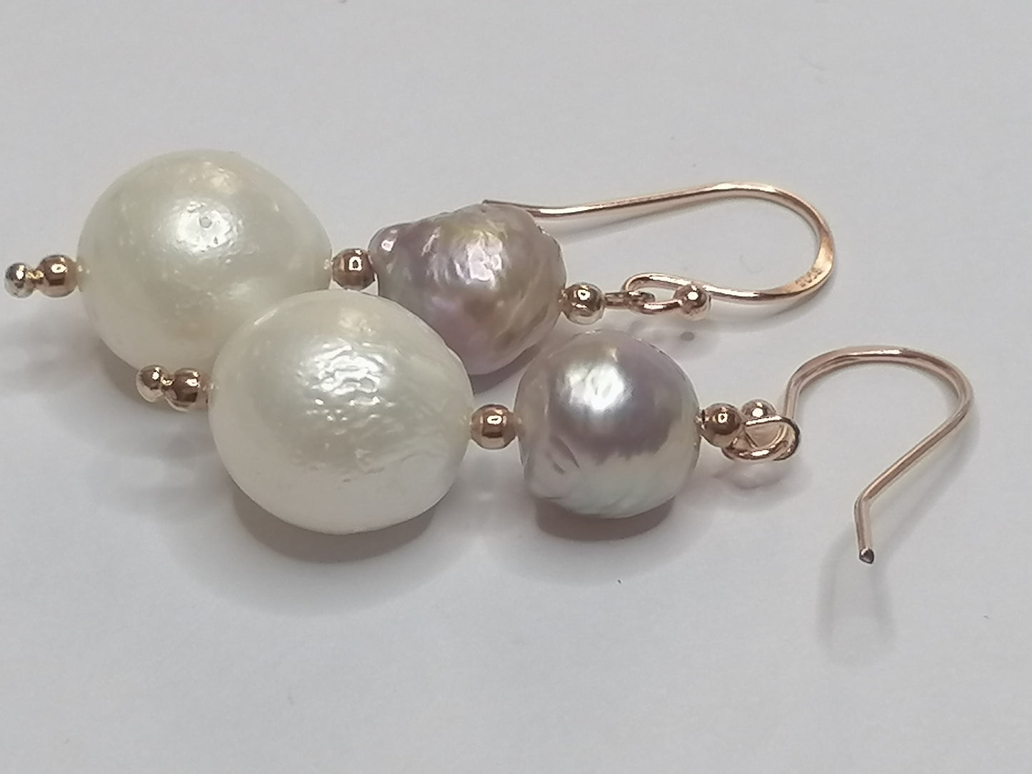 24ct Rose Gold Vermeil 925 Sterling silver Cultured Freshwater Kasumi Pearl Earrings 950