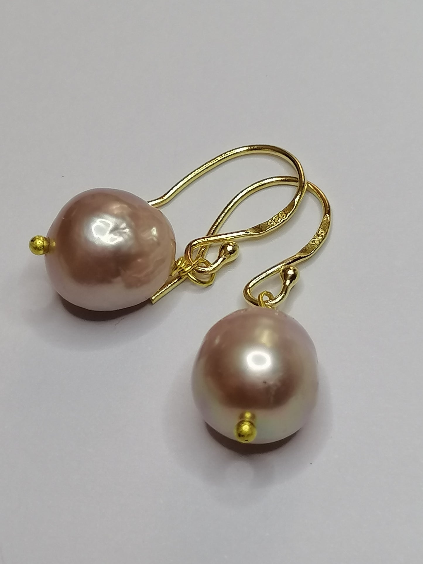 24ct Gold Vermeil 925 Sterling silver Cultured Freshwater Kasumi Pearl Earrings 487