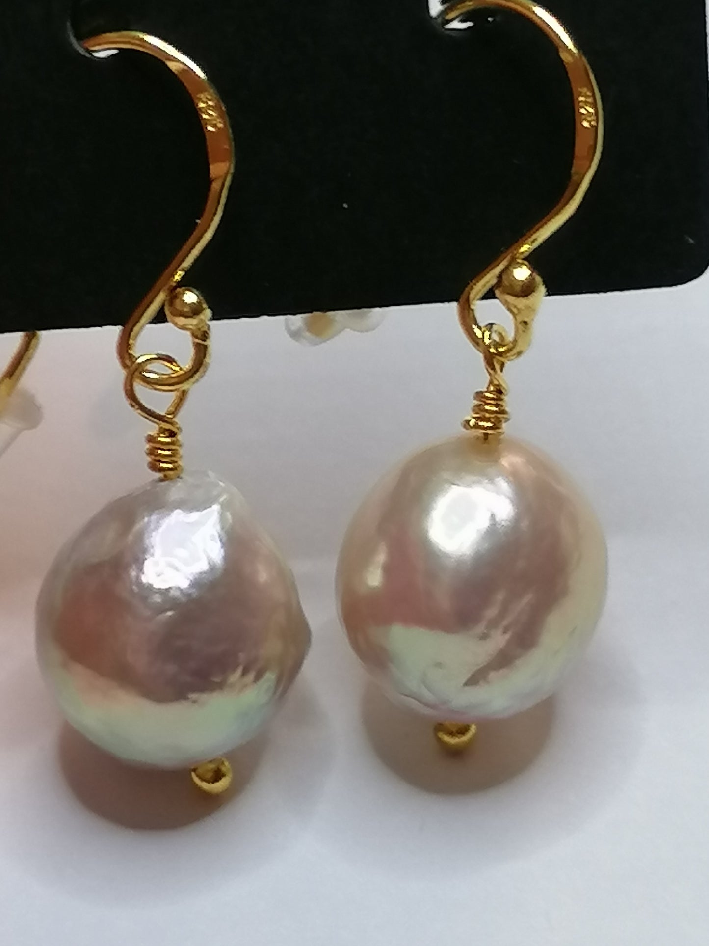 24ct Gold Vermeil 925 Sterling silver Cultured Freshwater Kasumi Pearl Earrings 893