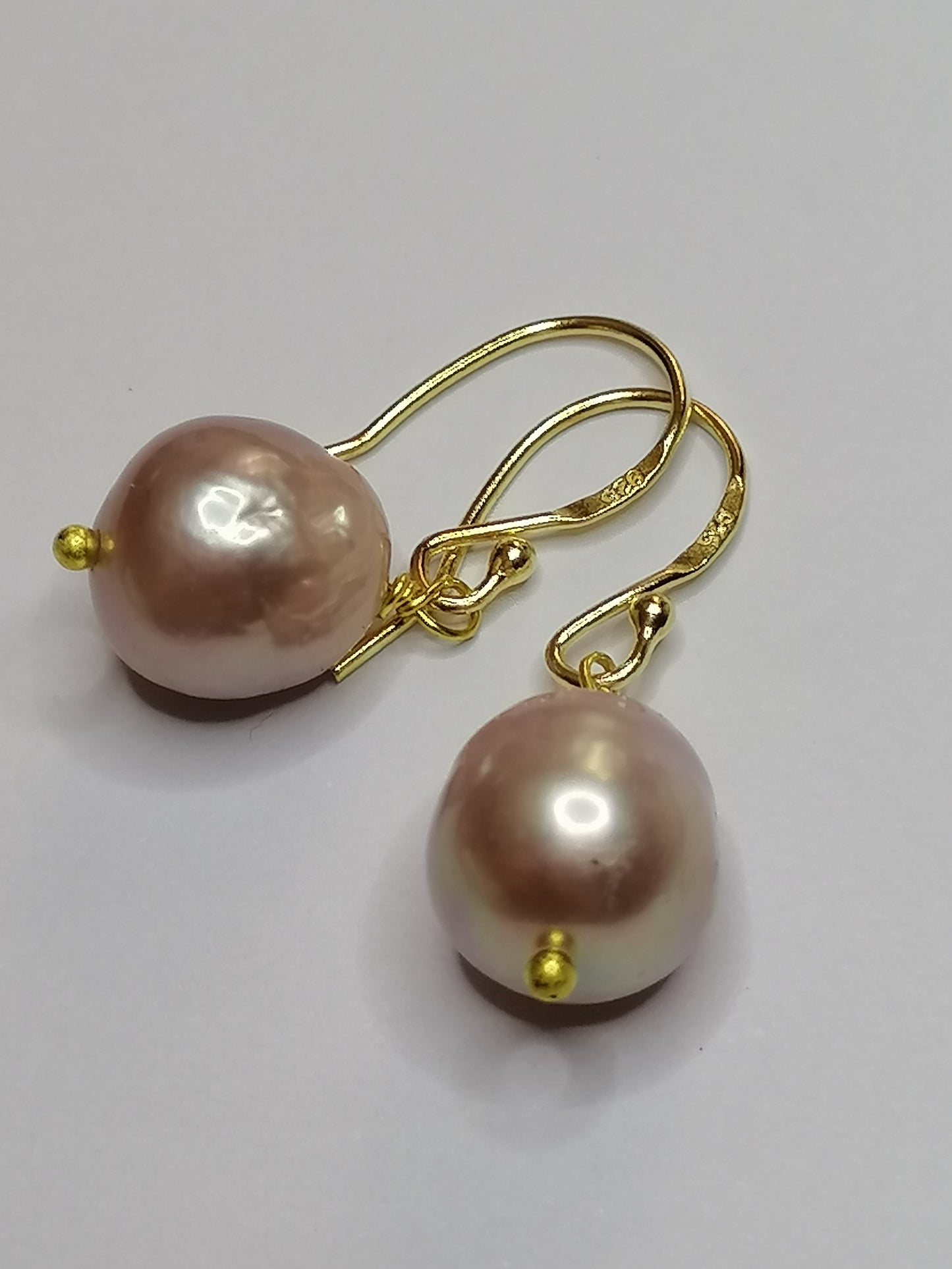 24ct Gold Vermeil 925 Sterling silver Cultured Freshwater Kasumi Pearl Earrings 487