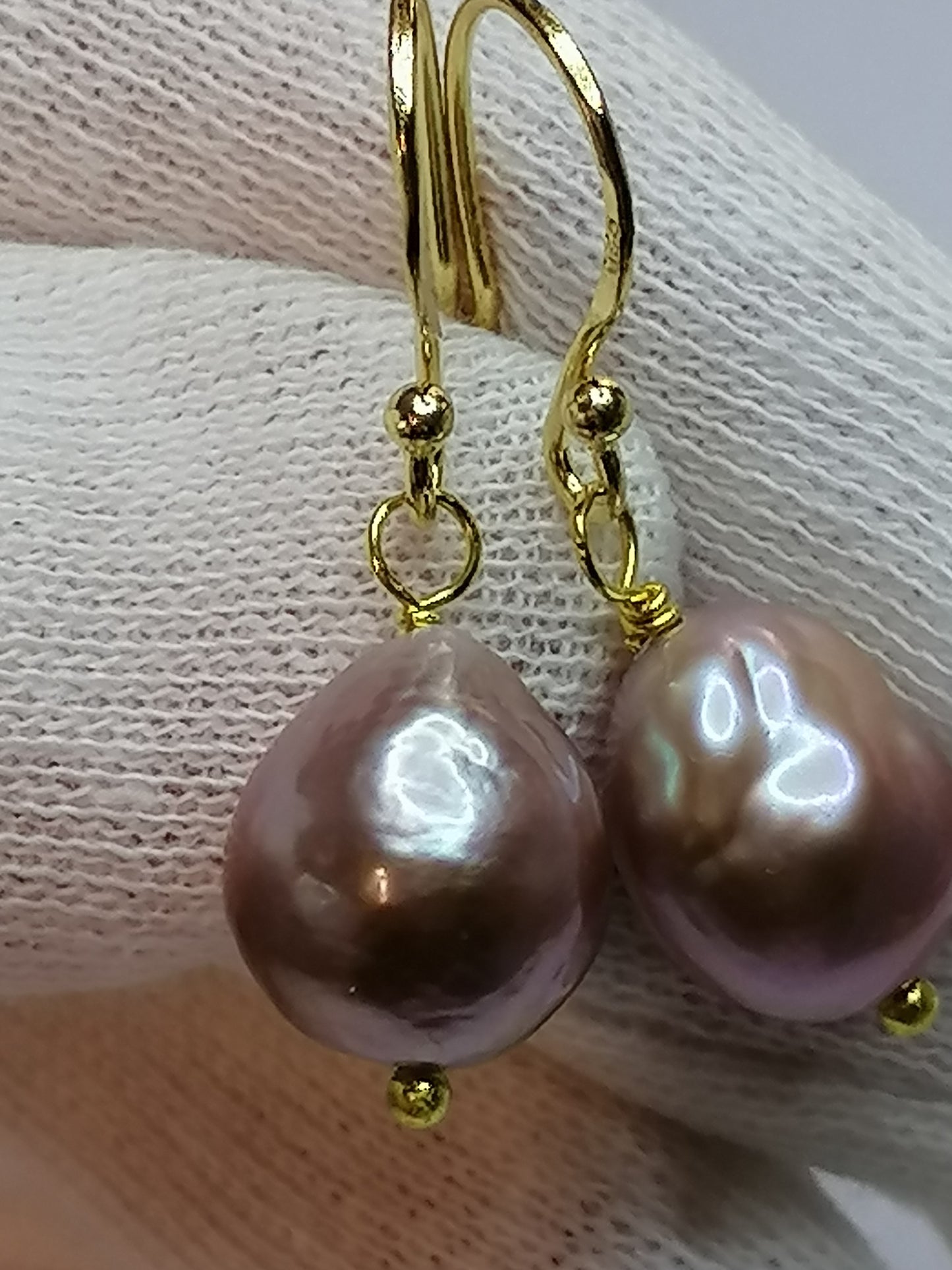 24ct Gold Vermeil 925 Sterling silver Cultured Freshwater Kasumi Pearl Earrings 503