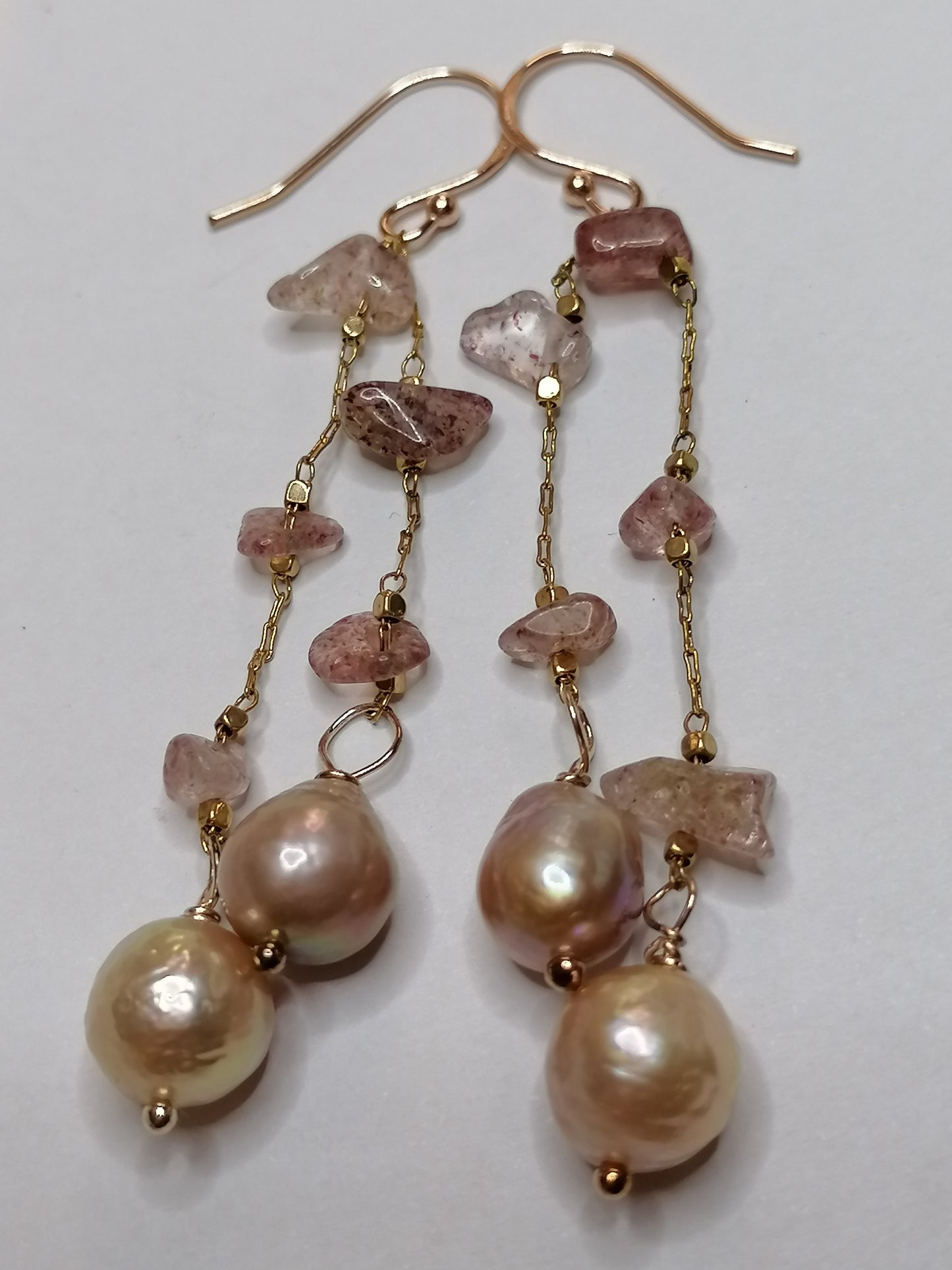 24ct Rose Gold Vermeil 925 Sterling silver Cultured Freshwater Kasumi Pearl Drop Earrings 769