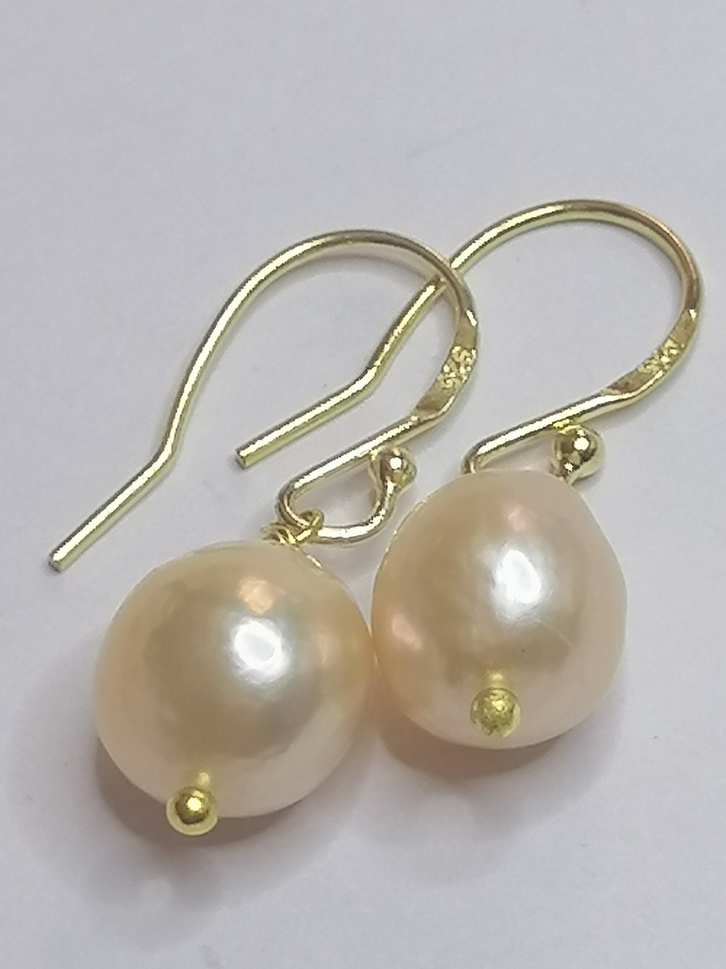 24ct Gold Vermeil 925 Sterling silver Cultured Freshwater Kasumi Pearl Earrings 464