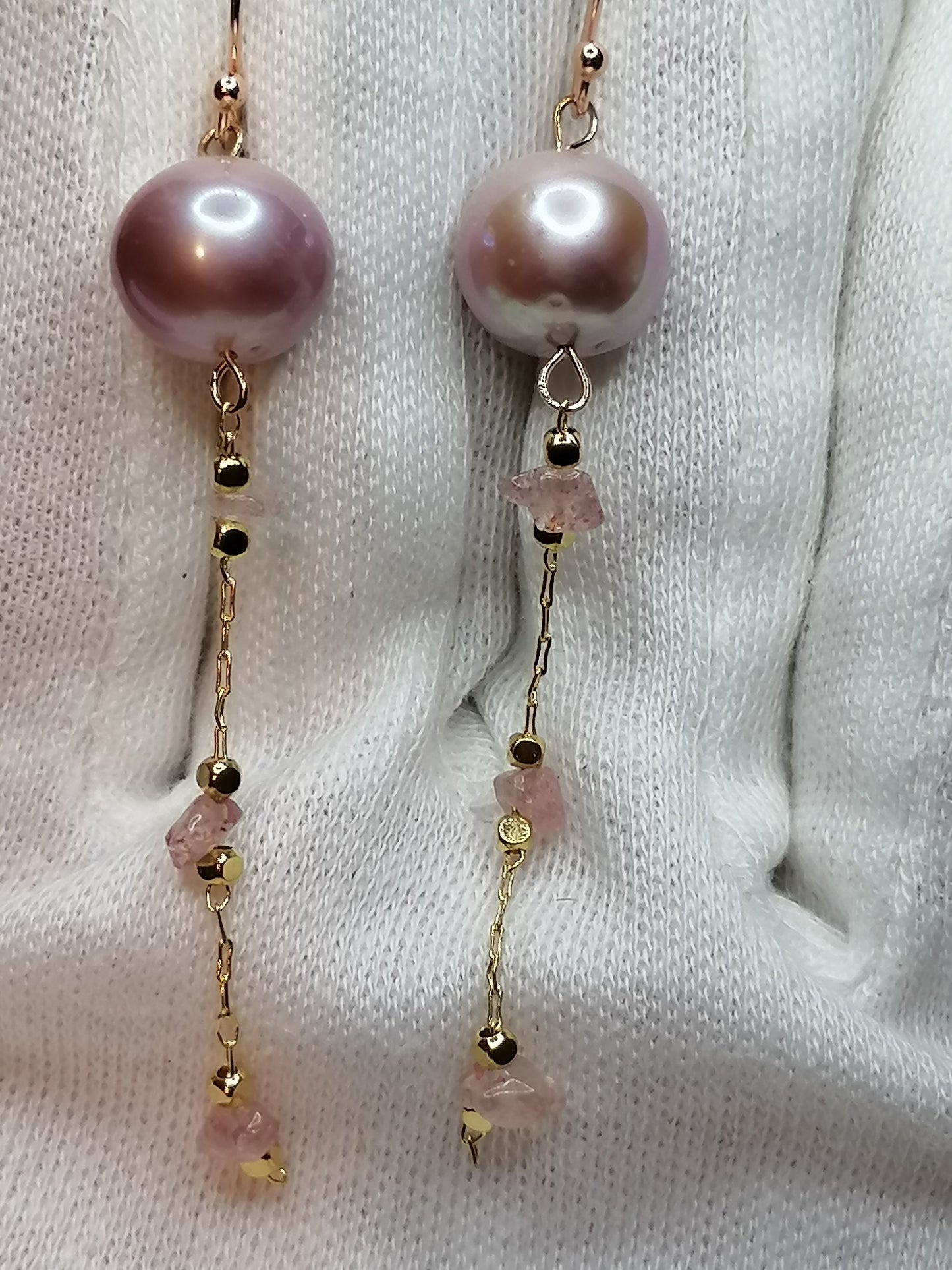 24ct Rose Gold Vermeil 925 Sterling silver Cultured Freshwater Edison Pearl Drop Earrings 951