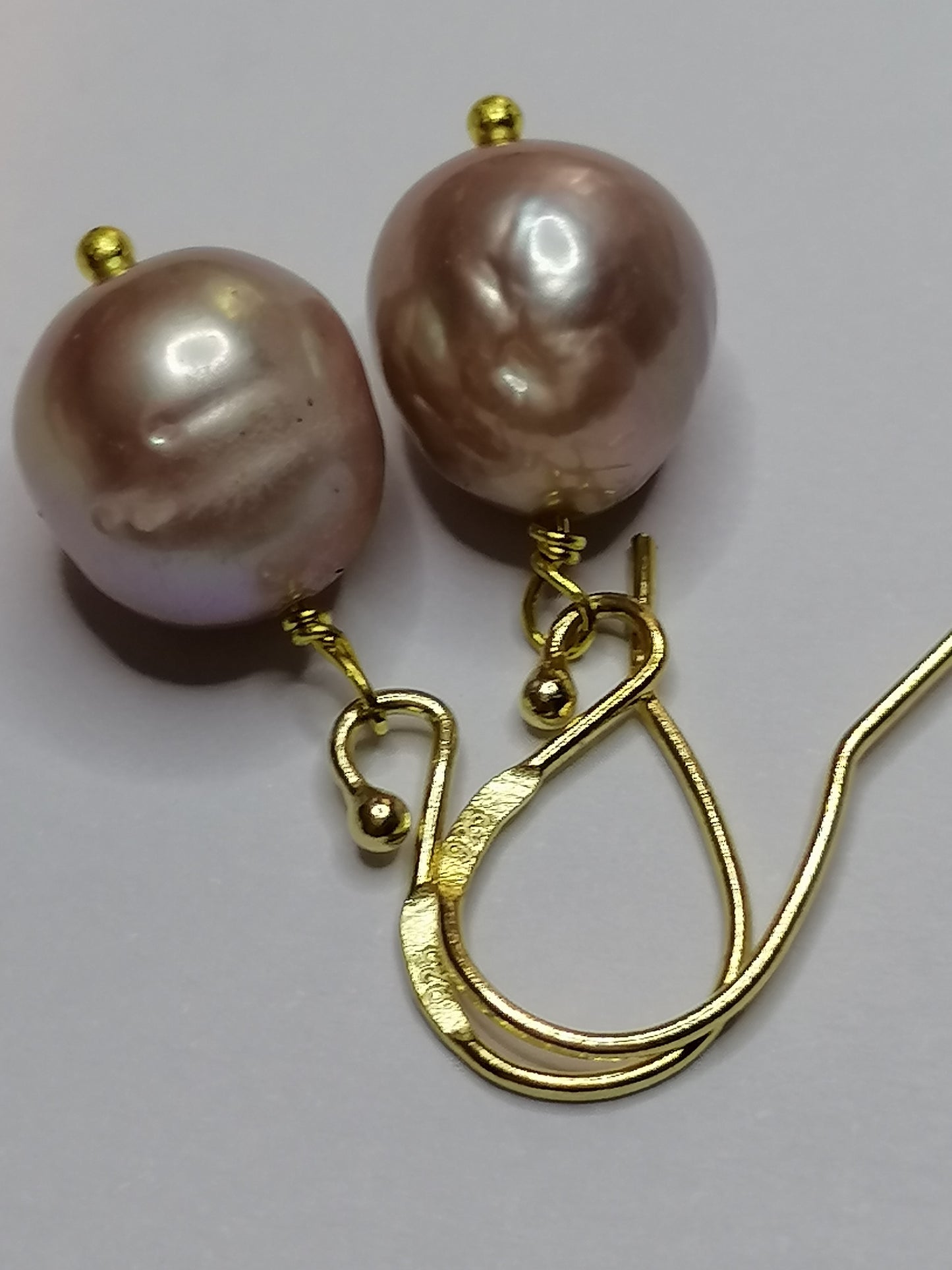 24ct Gold Vermeil 925 Sterling silver Cultured Freshwater Kasumi Pearl Earrings 487