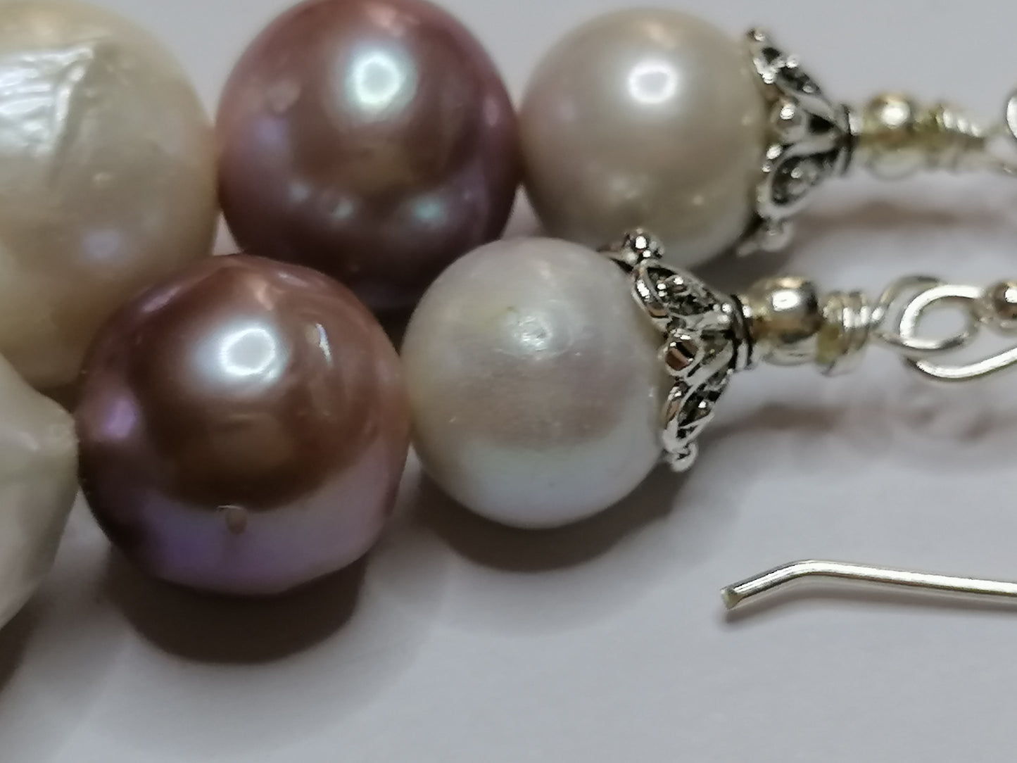 925 Sterling Silver Cultured Pearl Earrings Graduated 905