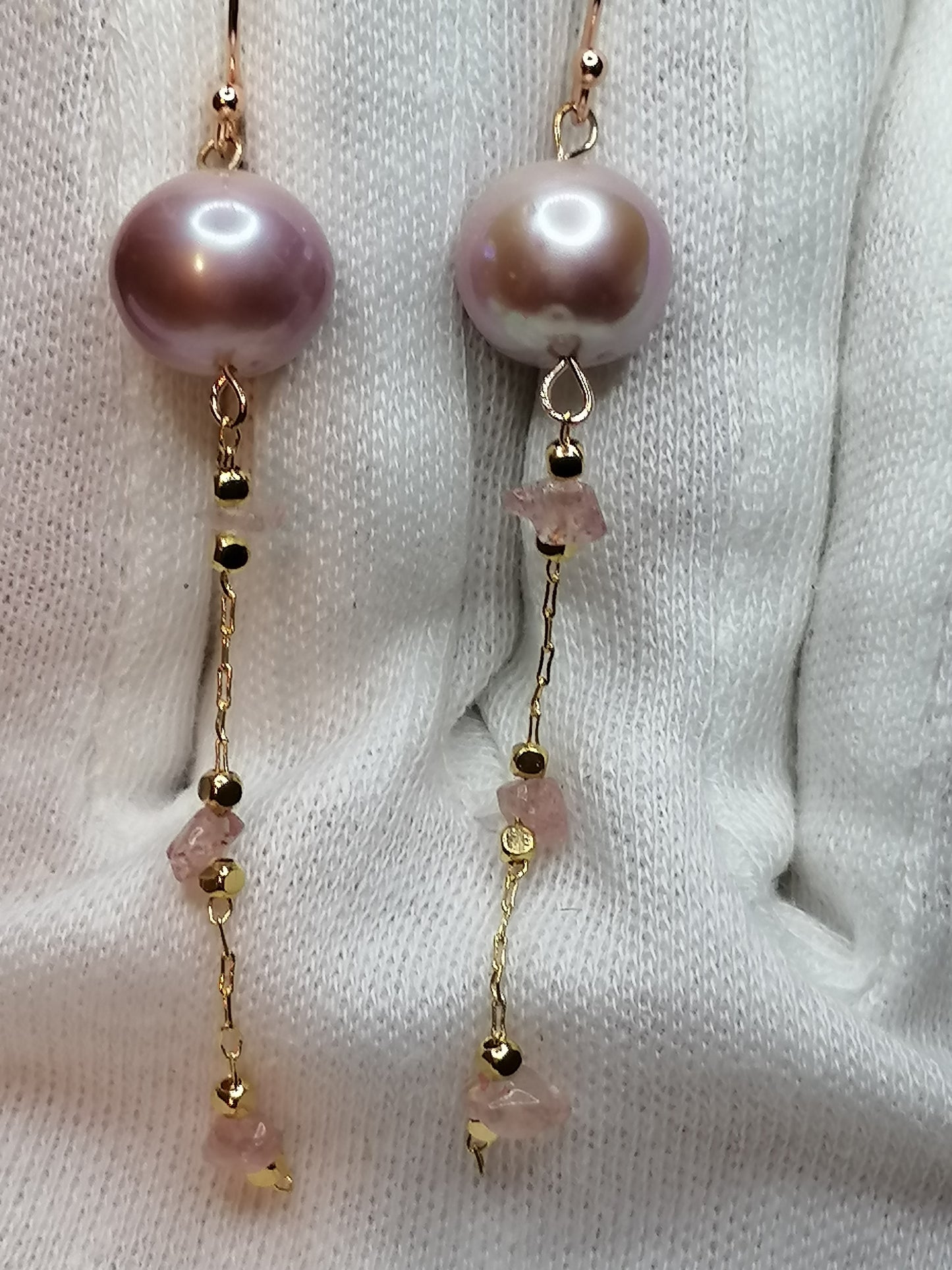 24ct Rose Gold Vermeil 925 Sterling silver Cultured Freshwater Edison Pearl Drop Earrings 951