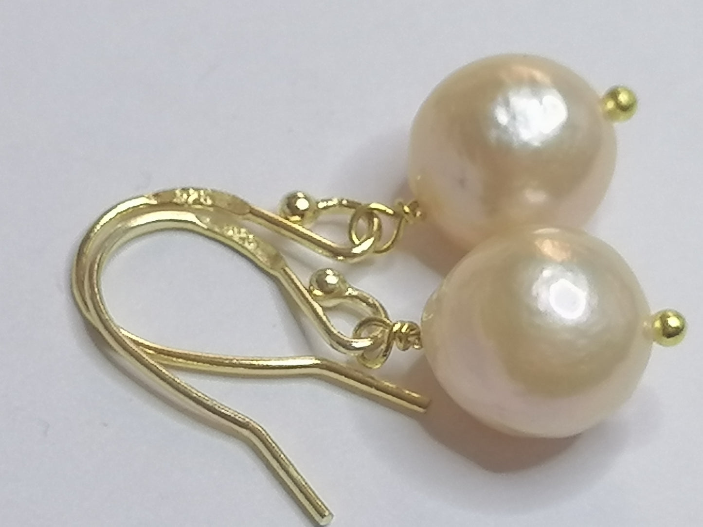 24ct Gold Vermeil 925 Sterling silver Cultured Freshwater Kasumi Pearl Earrings 464