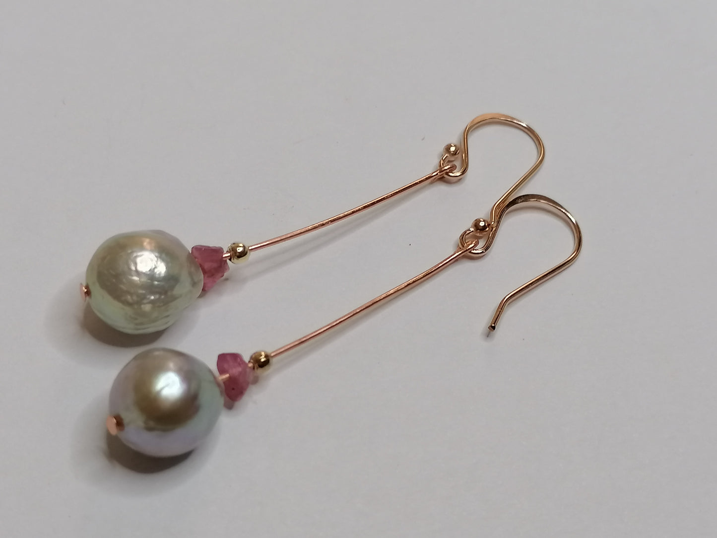 24ct Rose Gold Vermeil 925 Sterling silver Cultured Freshwater Ming Pearl Drop Earrings 905