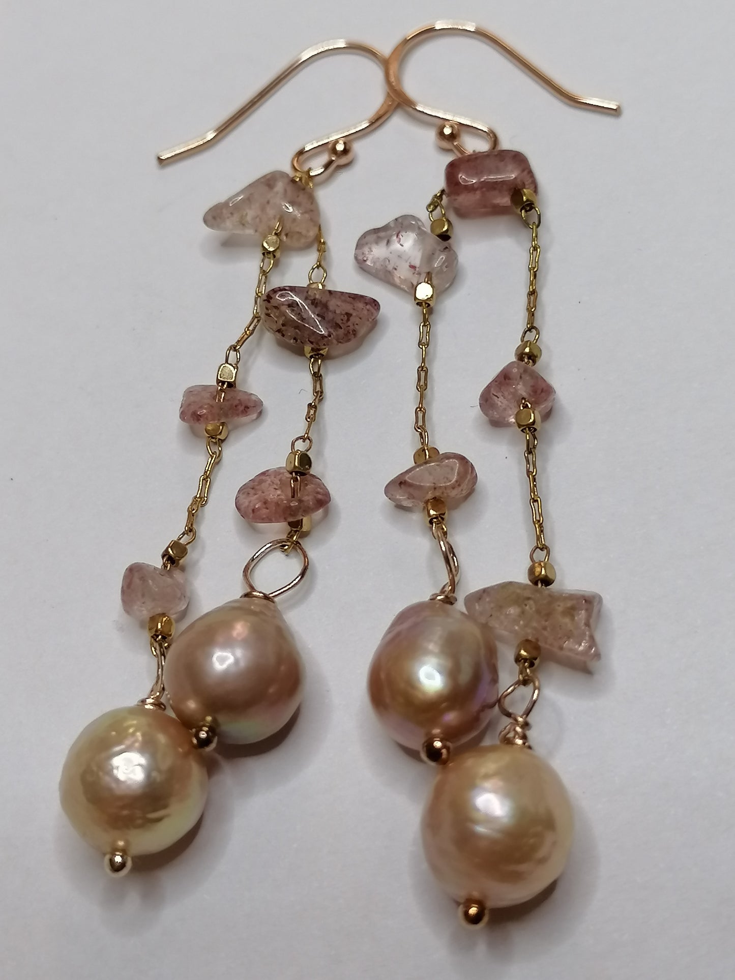 24ct Rose Gold Vermeil 925 Sterling silver Cultured Freshwater Kasumi Pearl Drop Earrings 769