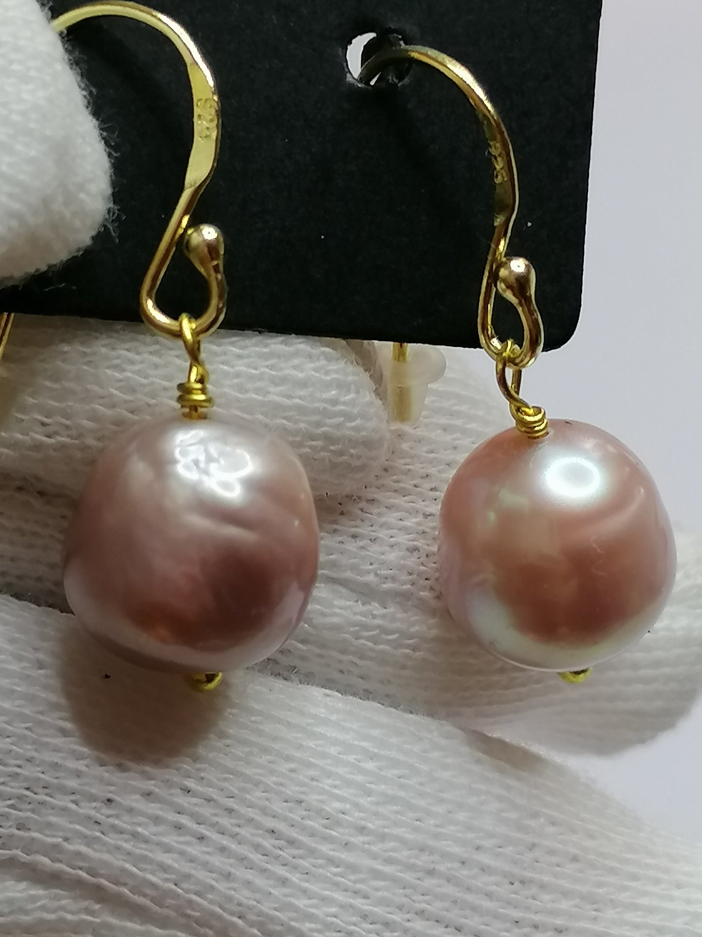 24ct Gold Vermeil 925 Sterling silver Cultured Freshwater Kasumi Pearl Earrings 487