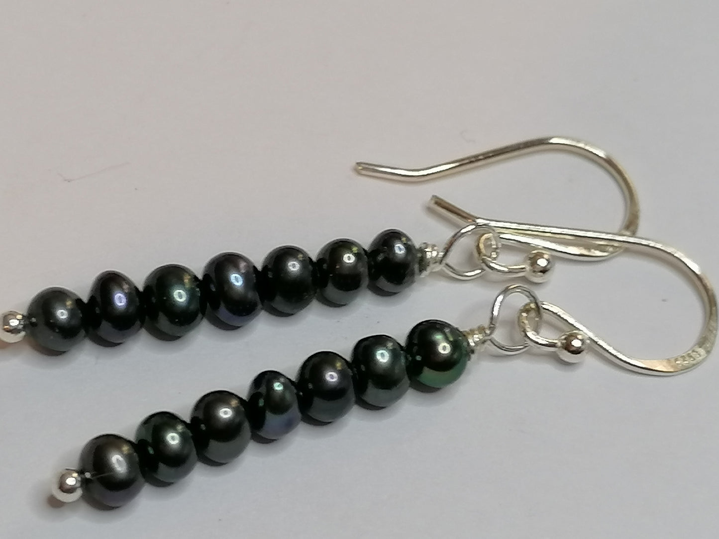 925 Sterling Silver Cultured Black Freshwater Pearl Earrings 811