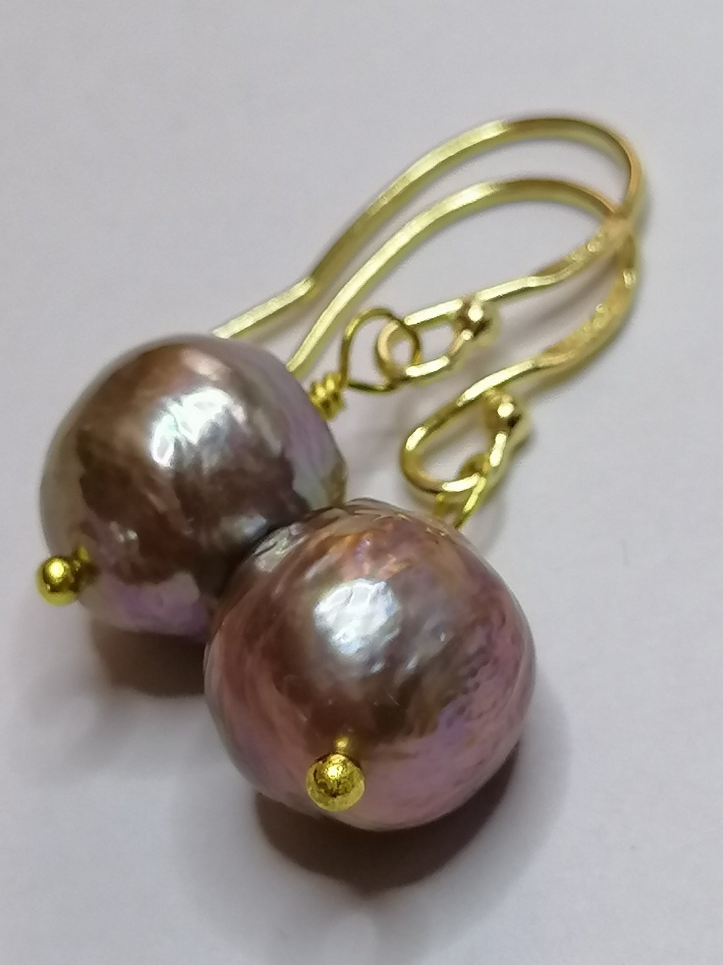 24ct Gold Vermeil 925 Sterling silver Cultured Freshwater Kasumi Pearl Earrings 458